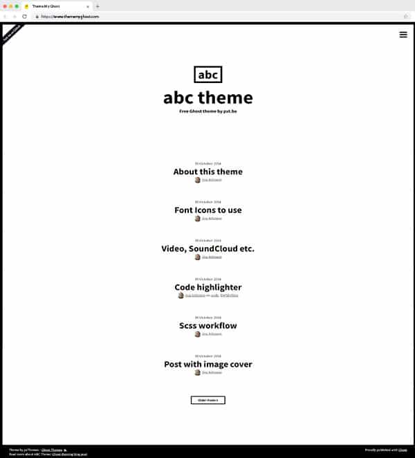 Abc Free Ghost theme by PXThemes