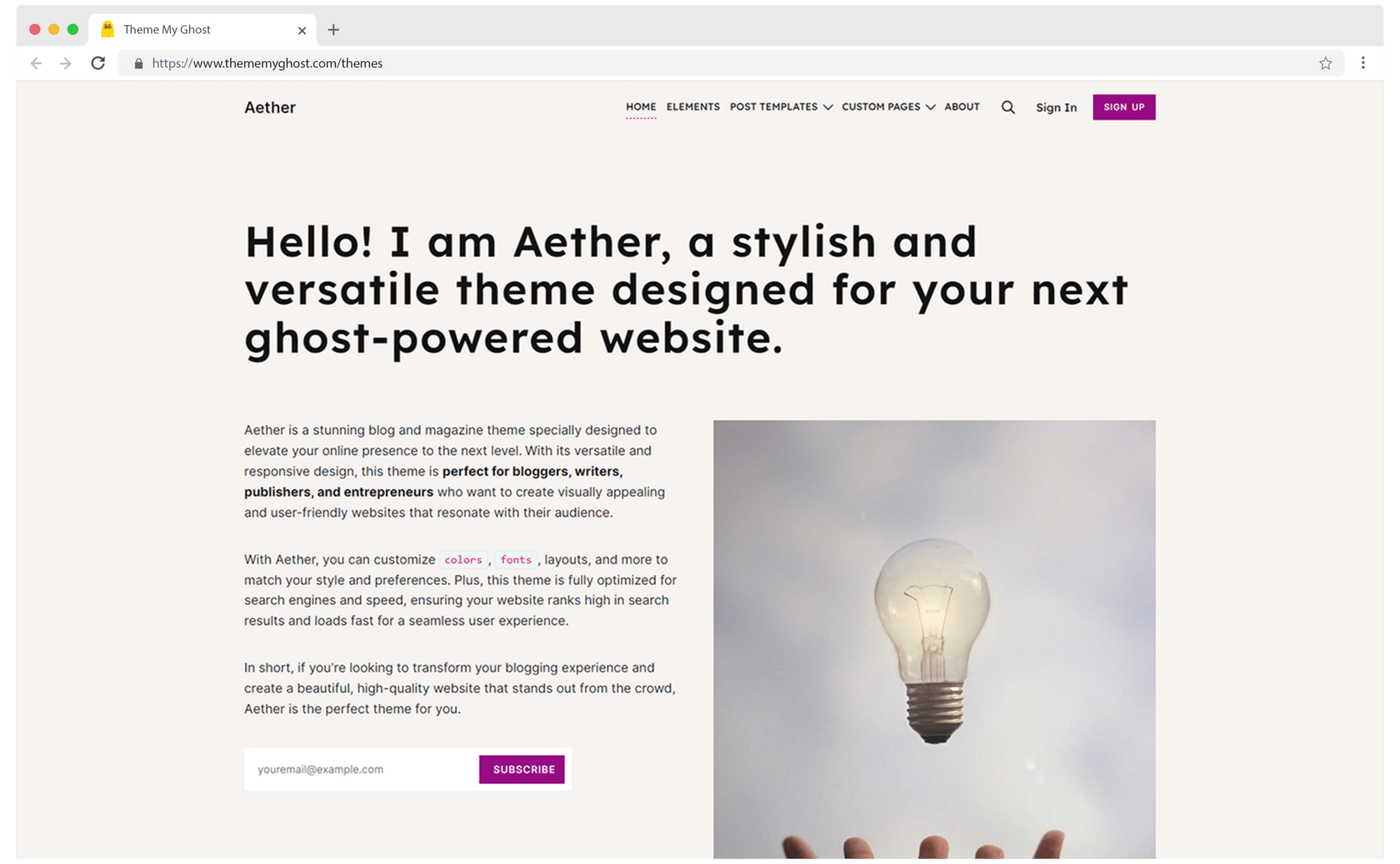 Aether Premium Ghost Theme with Table of Contents 1