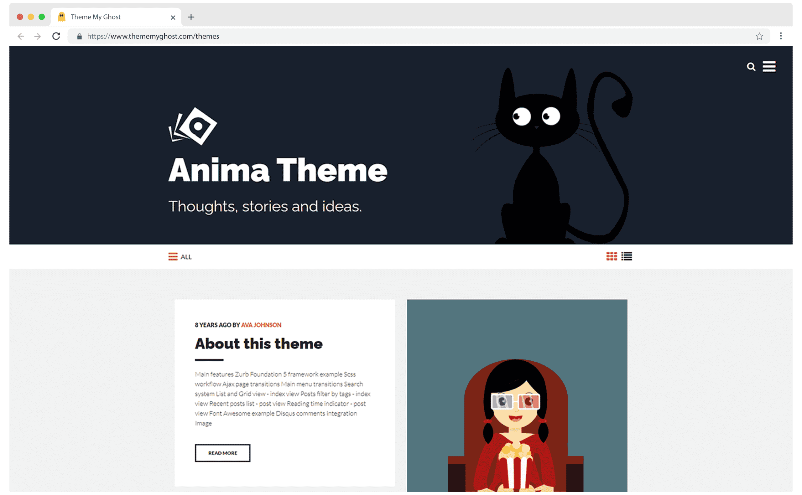 Anima Premium Ghost Blog CMS Theme with Dark Mode for Portfolio Magazine Newsletter Photography Podcasts Travel Fashion Personal Blog on ThemeForest Ghost Marketplace by pxThemes 1 1