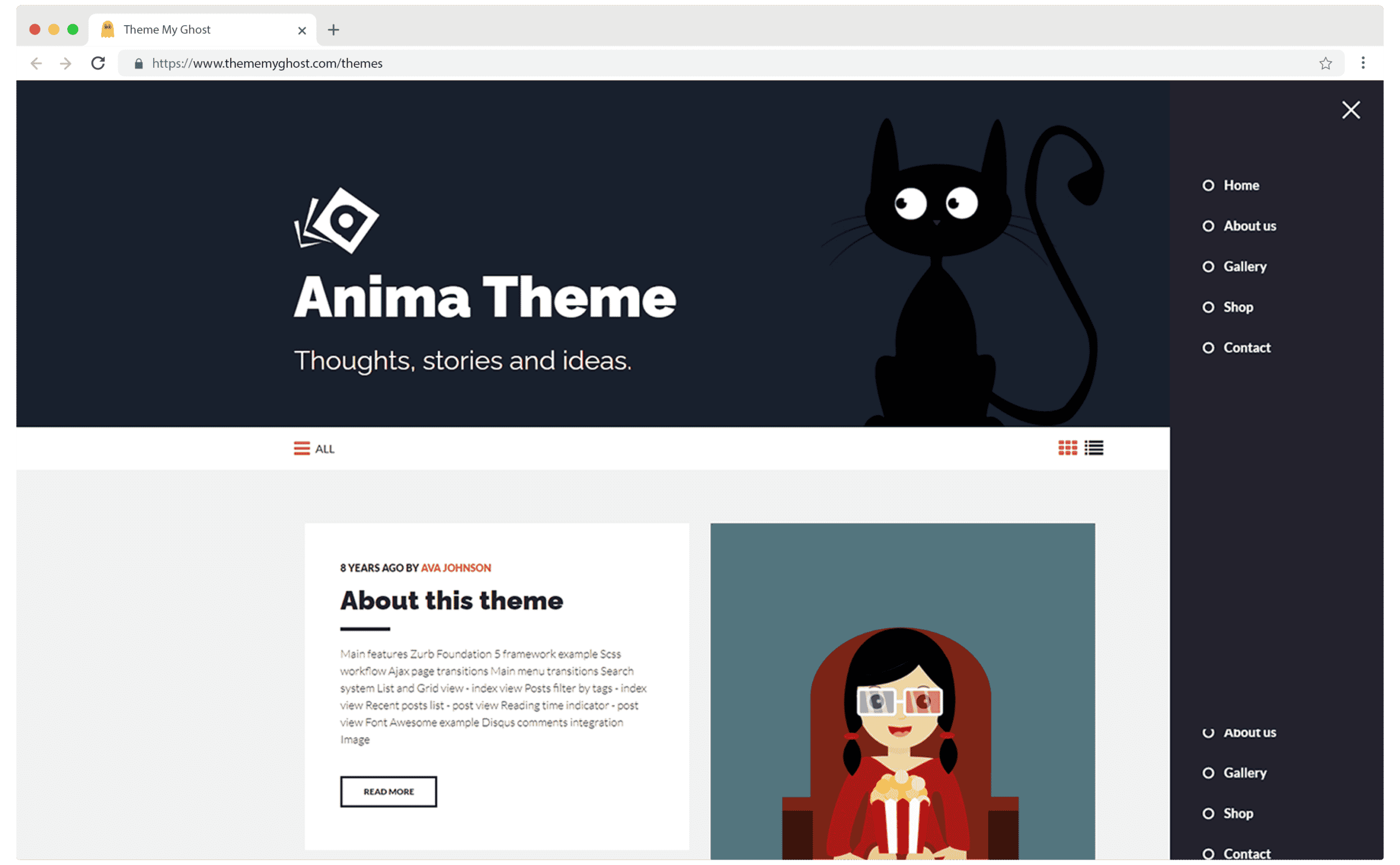 Anima Premium Ghost Blog CMS Theme with Dark Mode for Portfolio Magazine Newsletter Photography Podcasts Travel Fashion Personal Blog on ThemeForest Ghost Marketplace by pxThemes 2 1