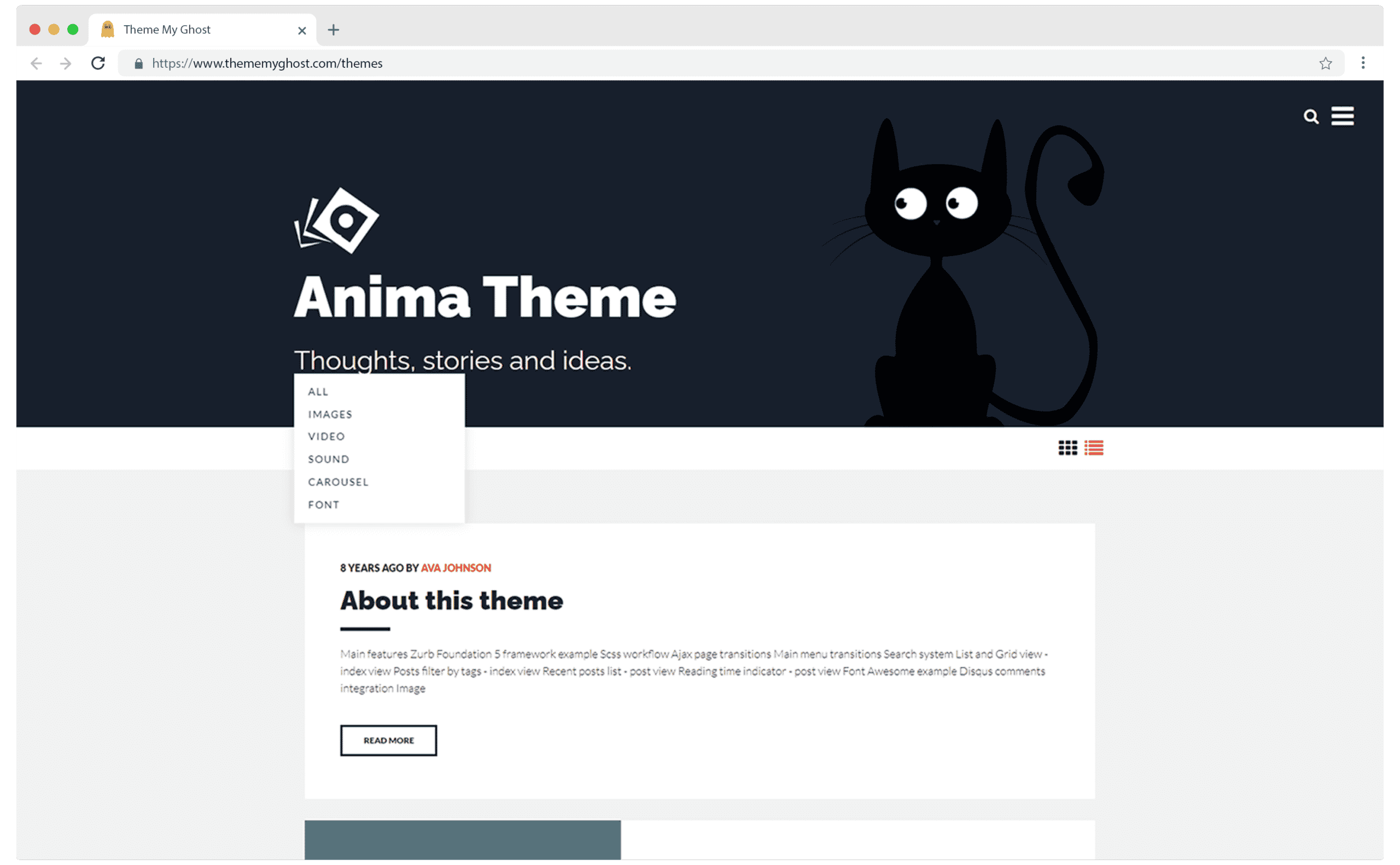 Anima Premium Ghost Blog CMS Theme with Dark Mode for Portfolio Magazine Newsletter Photography Podcasts Travel Fashion Personal Blog on ThemeForest Ghost Marketplace by pxThemes 3 1