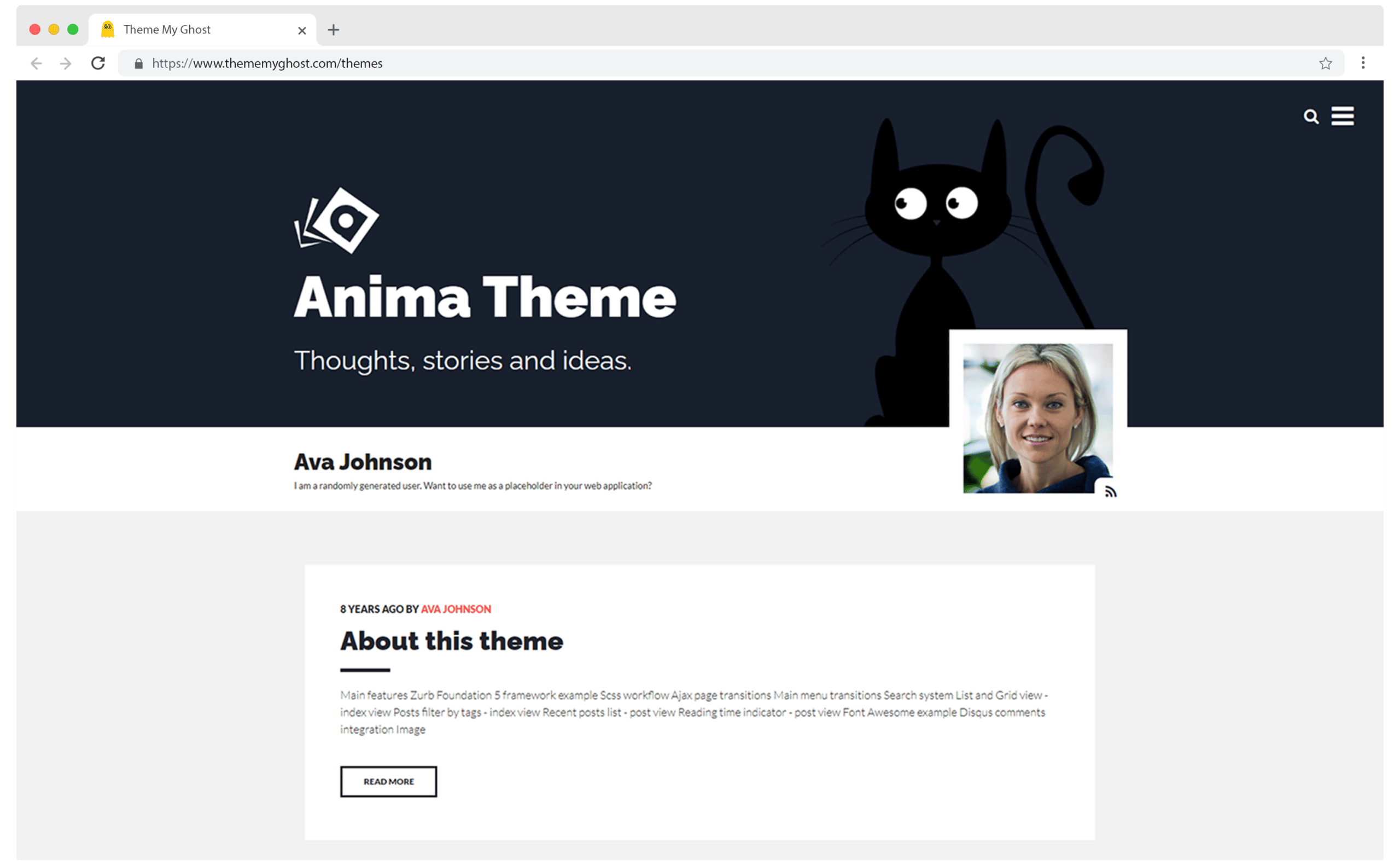 Anima Premium Ghost Blog CMS Theme with Dark Mode for Portfolio Magazine Newsletter Photography Podcasts Travel Fashion Personal Blog on ThemeForest Ghost Marketplace by pxThemes 5 1