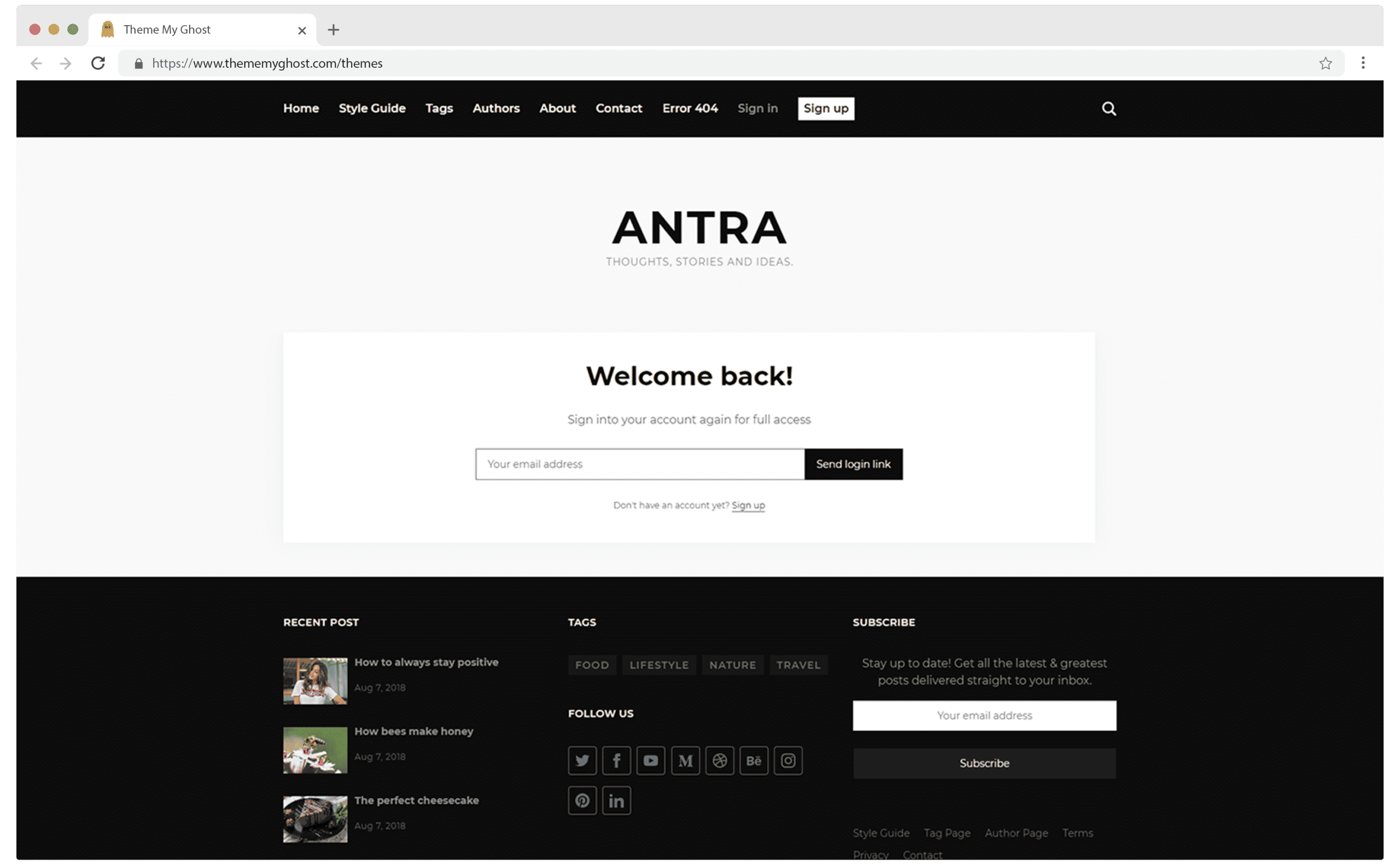 Antra Premium Ghost Blog CMS Theme with Dark Mode for Portfolio Magazine Newsletter Photography Podcasts Travel Fashion Personal Blog on ThemeForest Ghost Marketplace by GBJ Solution 9 1