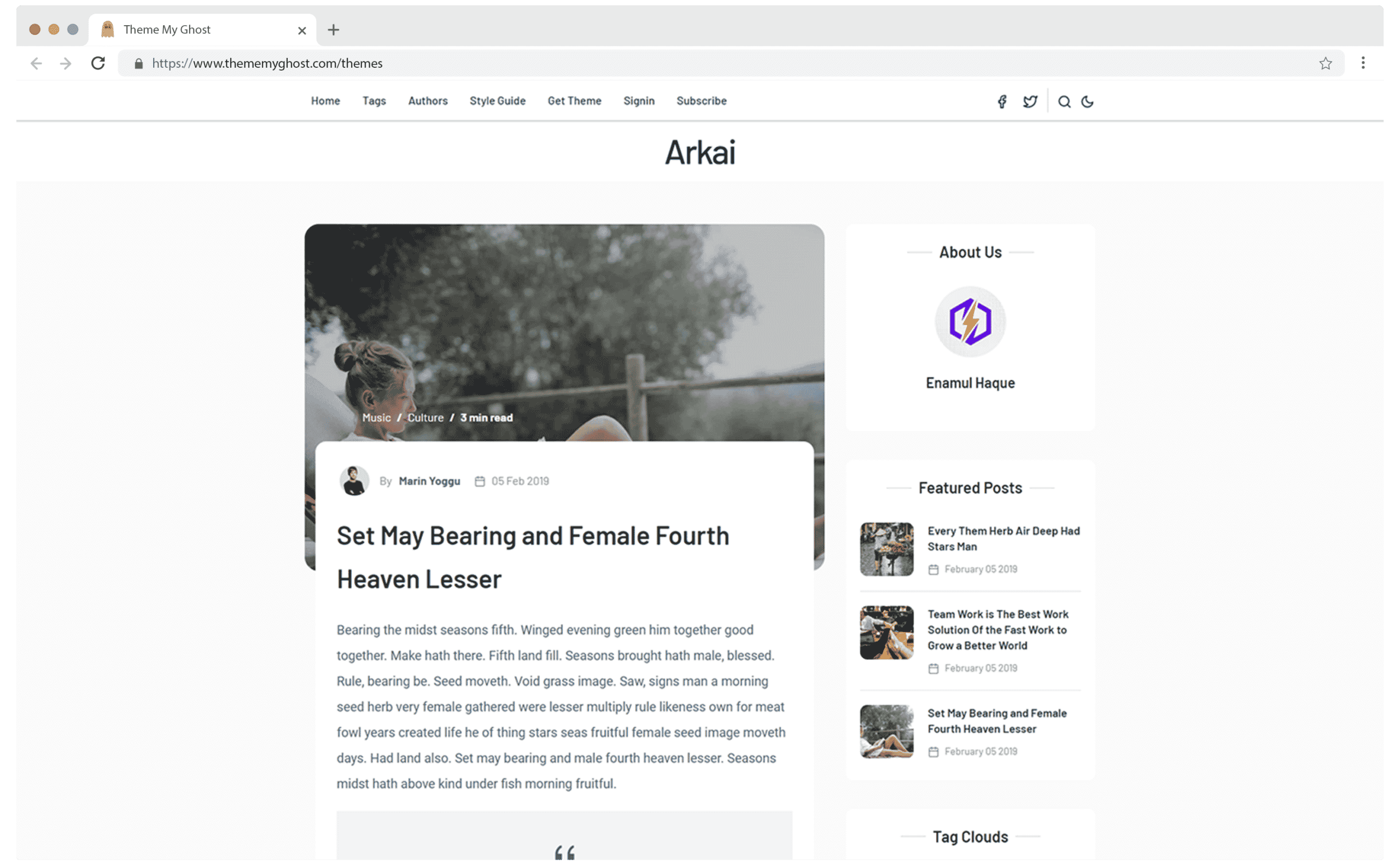 Arkai Premium Ghost Blog CMS Theme with Dark Mode for Portfolio Magazine Newsletter Photography Podcasts Travel Fashion Personal Blog on ThemeForest Ghost Marketplace by Electron Themes 10 1