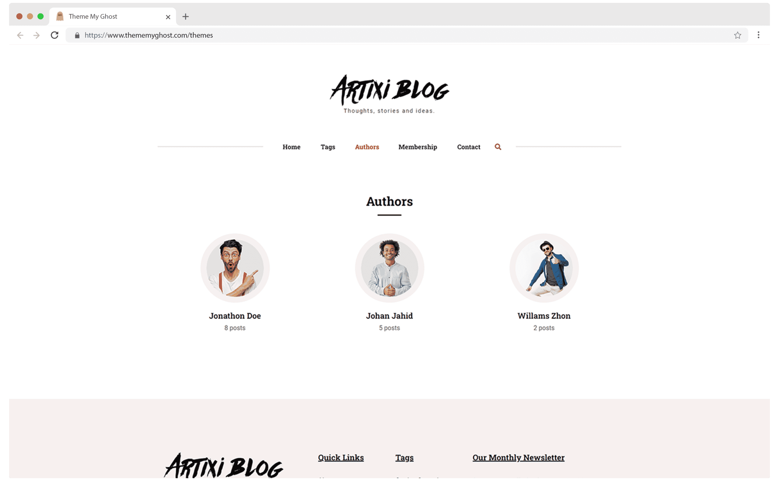 Artixi Premium Ghost Blog CMS Theme with Dark Mode for Portfolio Magazine Newsletter Photography Podcasts Travel Fashion Personal Blog on ThemeForest Ghost Marketplace by 9t9 10 1