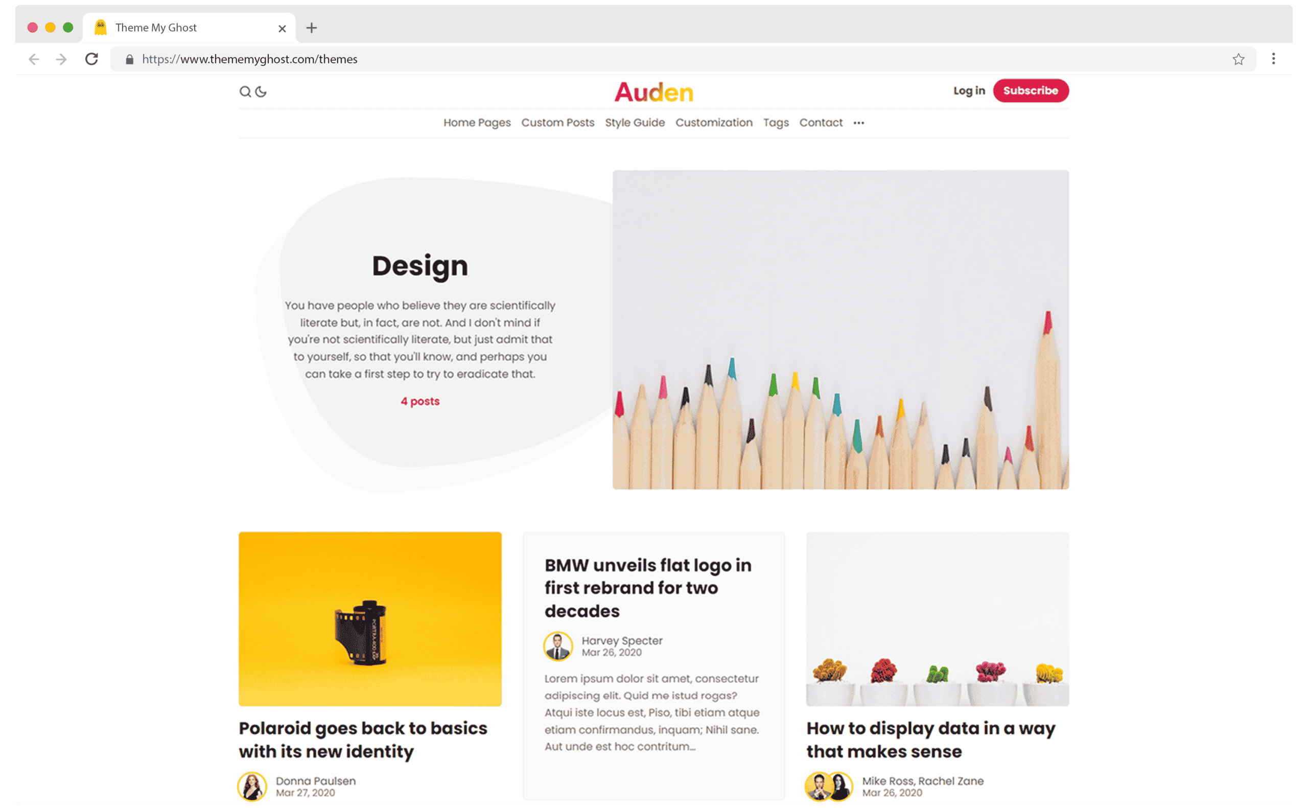 Auden Premium Ghost Theme Template with Dark Mode for Blog Membership and Newsletter by Biron Themes 12
