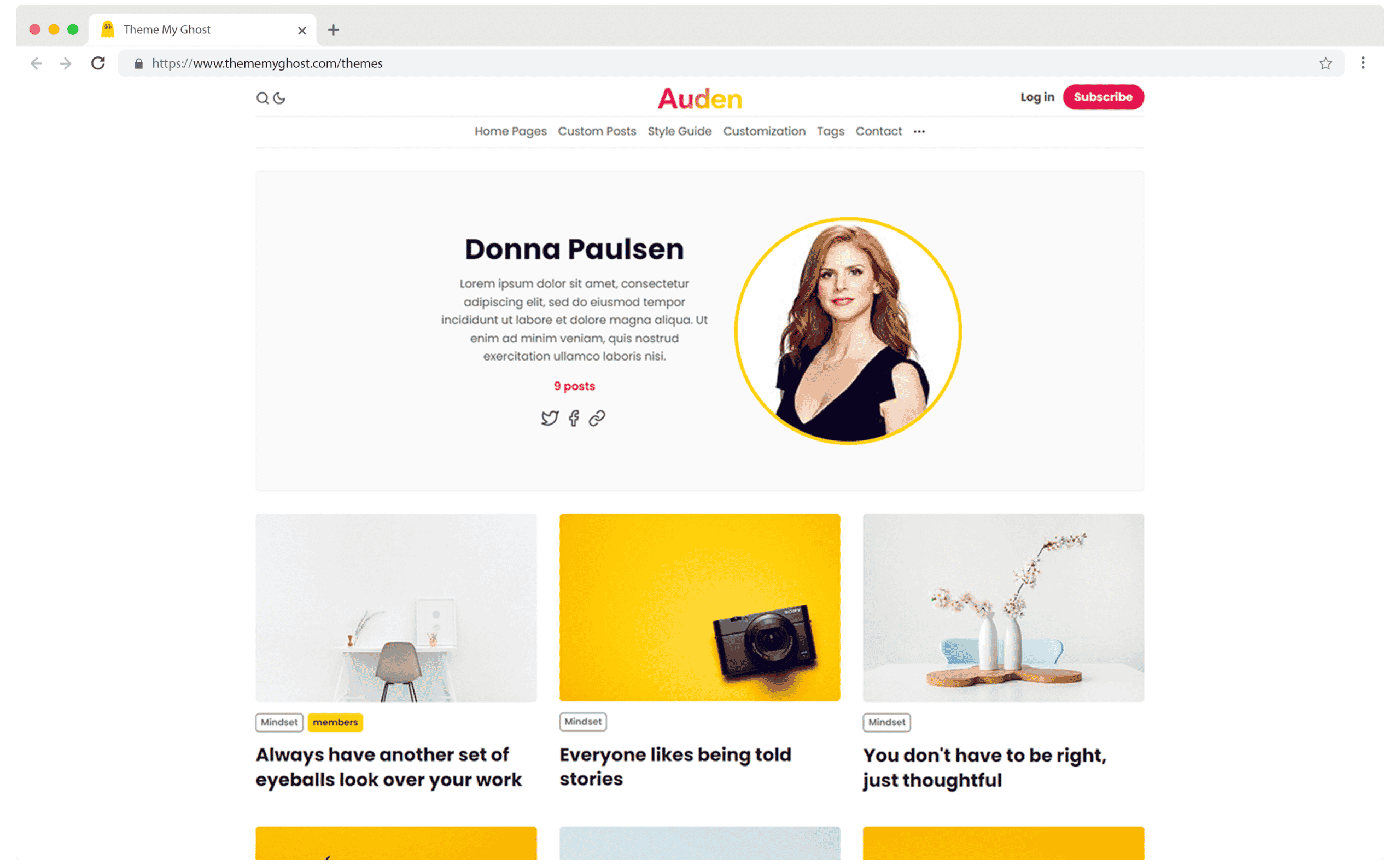 Auden Premium Ghost Theme Template with Dark Mode for Blog Membership and Newsletter by Biron Themes 13