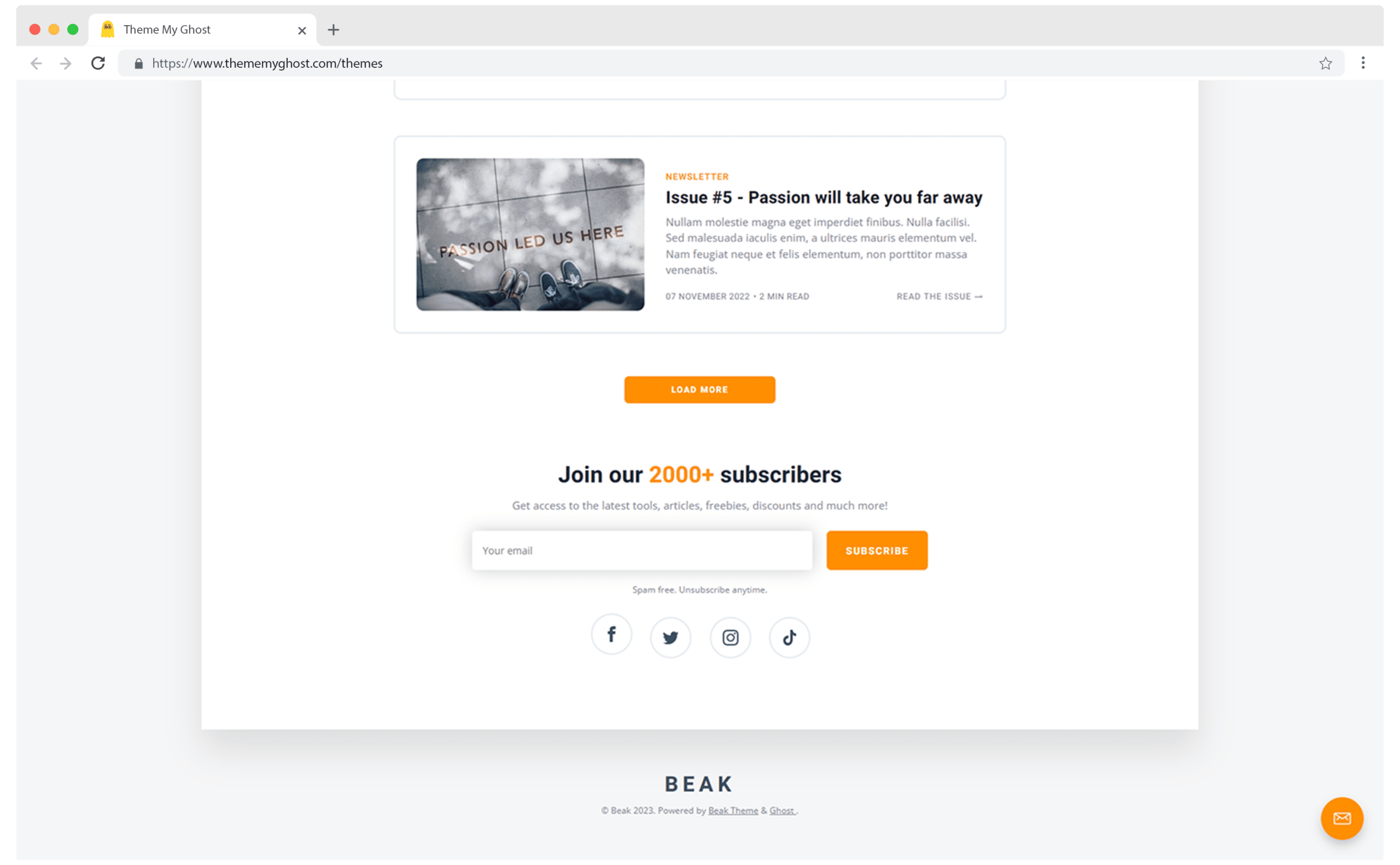 Beak A Simple Paid Ghost Newsletter Theme with Ability to Show Resources and Guides 5