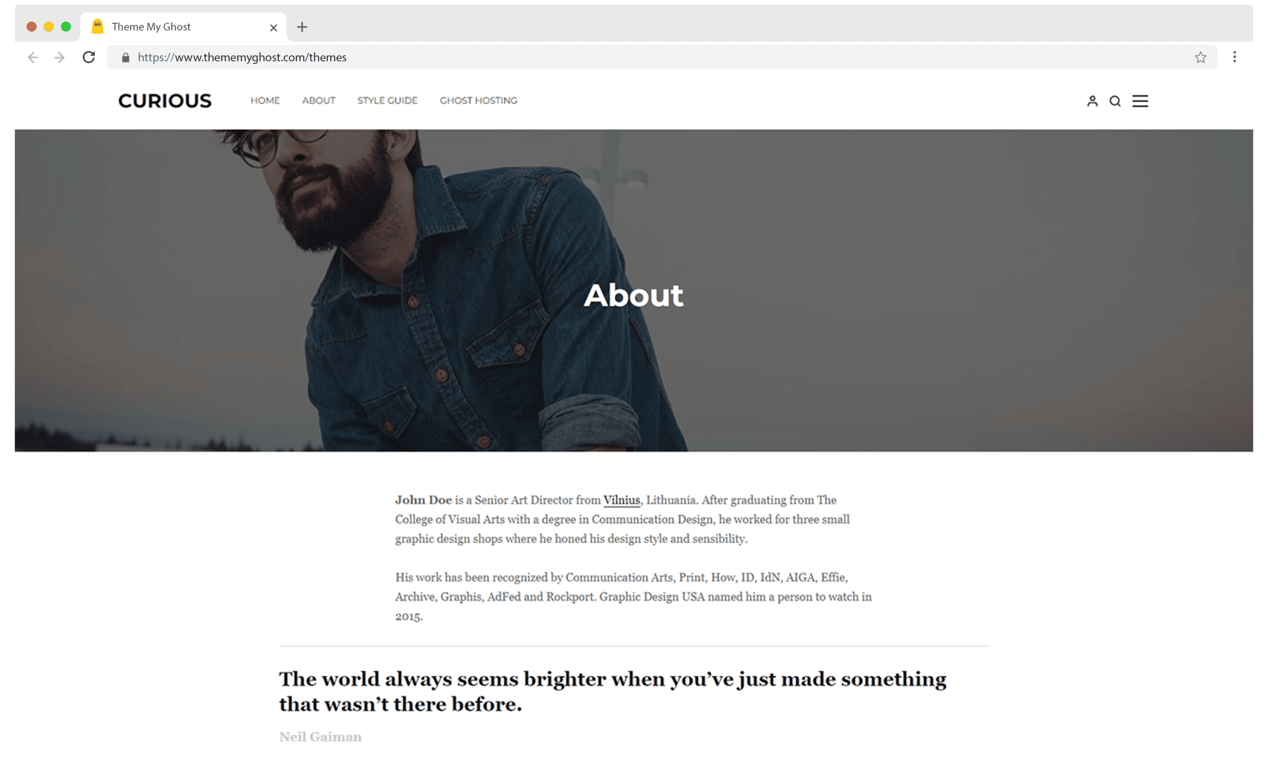 CURIOUS Premium Ghost Blog CMS Theme with Dark Mode for Portfolio Magazine Newsletter Photography Podcasts Travel Fashion Personal Blog on ThemeForest Ghost Marketplace 3 1