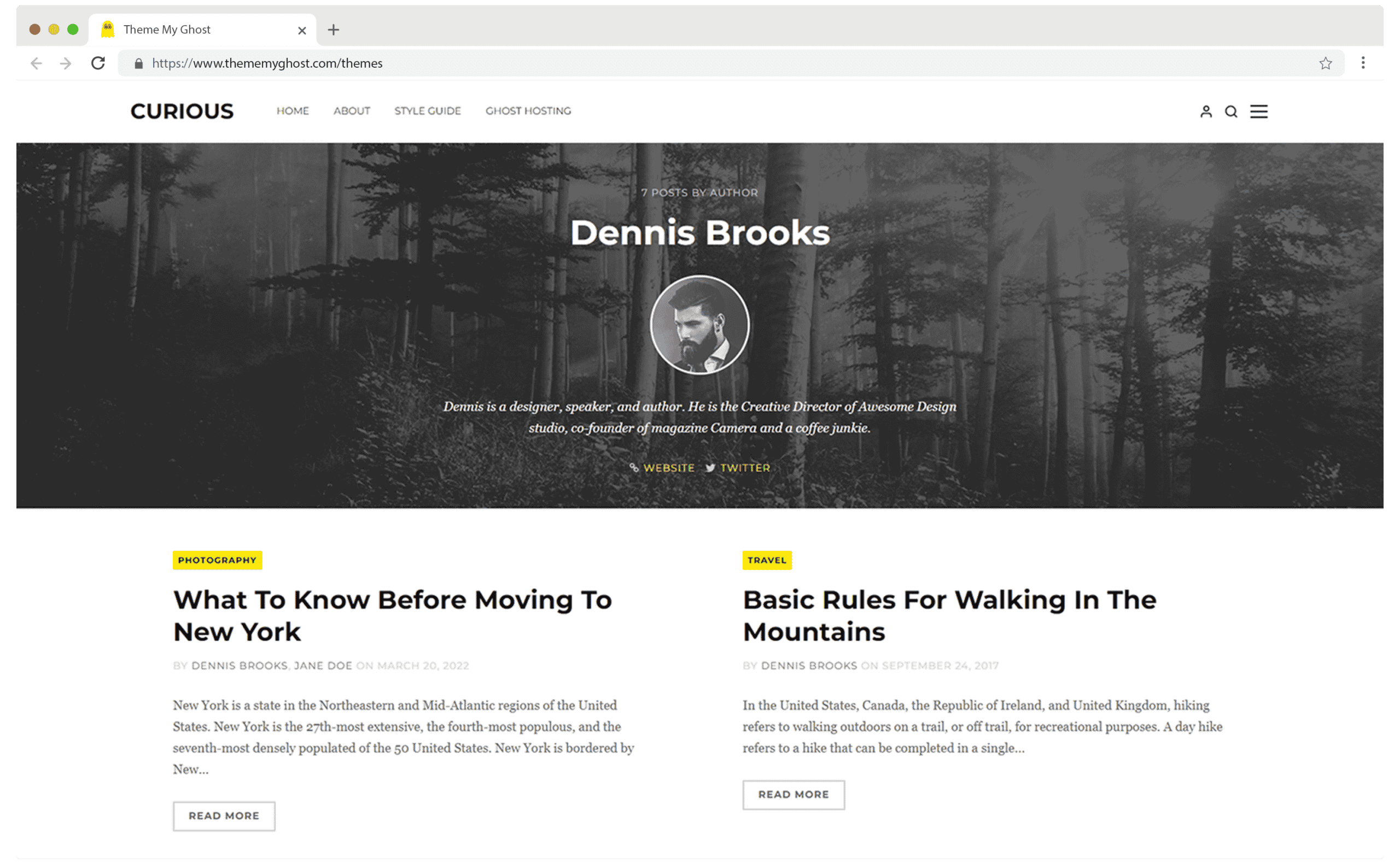 CURIOUS Premium Ghost Blog CMS Theme with Dark Mode for Portfolio Magazine Newsletter Photography Podcasts Travel Fashion Personal Blog on ThemeForest Ghost Marketplace 4 1