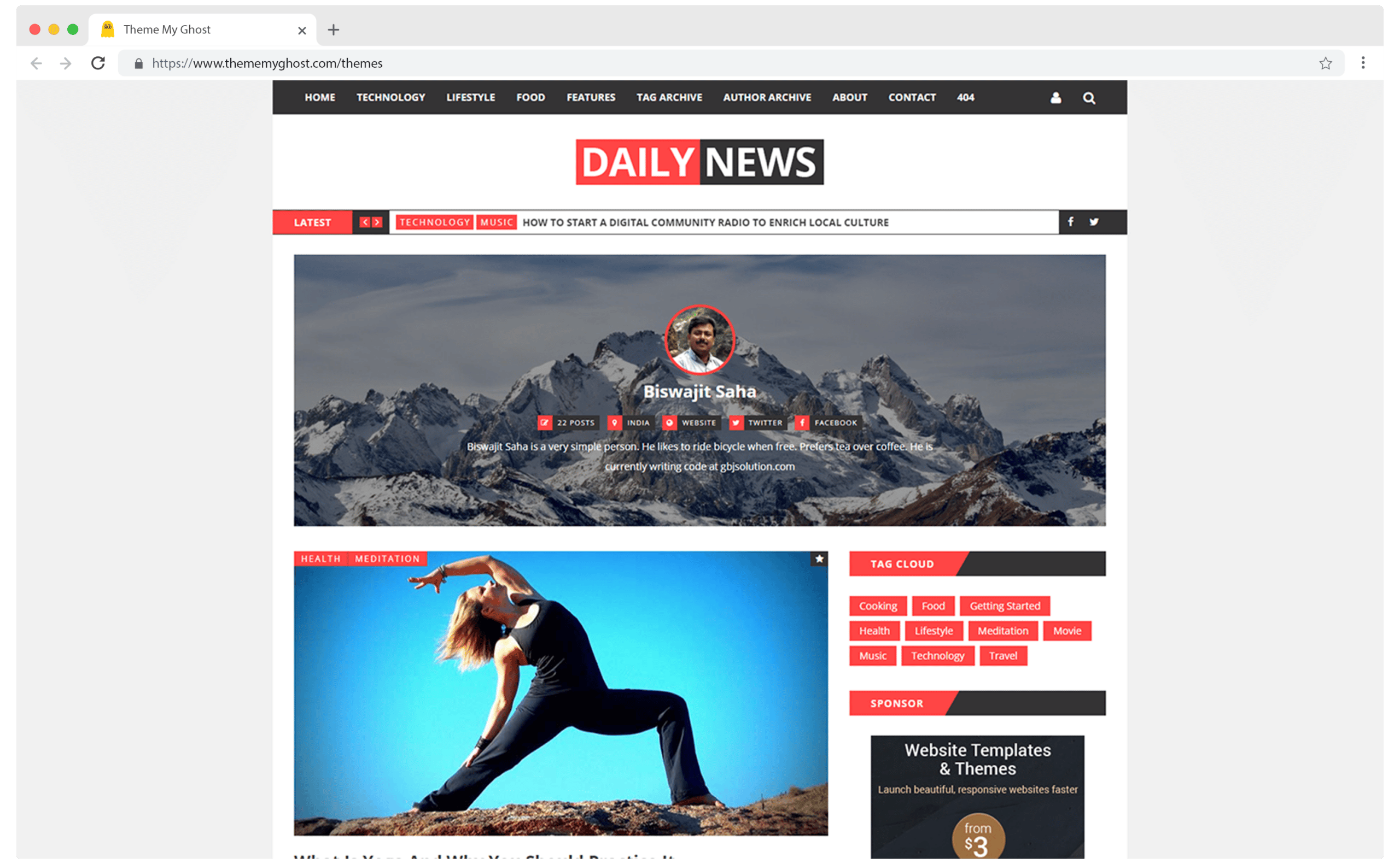 DAILY NEWS Premium Ghost Blog CMS Theme with Dark Mode for Portfolio Magazine Newsletter Photography Podcasts Travel Fashion Personal Blog on ThemeForest Ghost Marketplace 4 1
