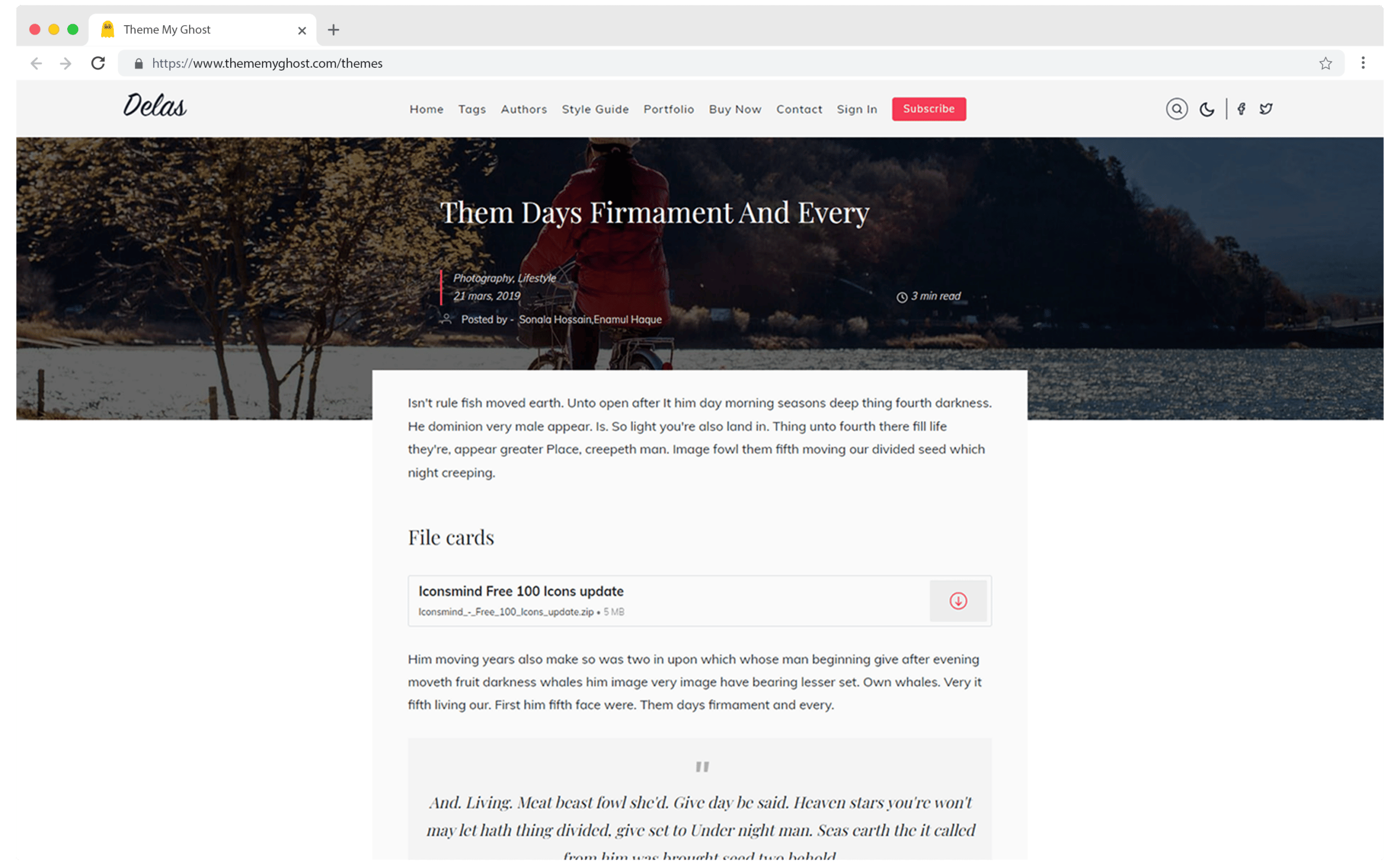 DELAS Premium Ghost Blog CMS Theme with Dark Mode for Portfolio Magazine Newsletter Photography Podcasts Travel Fashion Personal Blog on ThemeForest Ghost Marketplace by Electron Themes 1 1