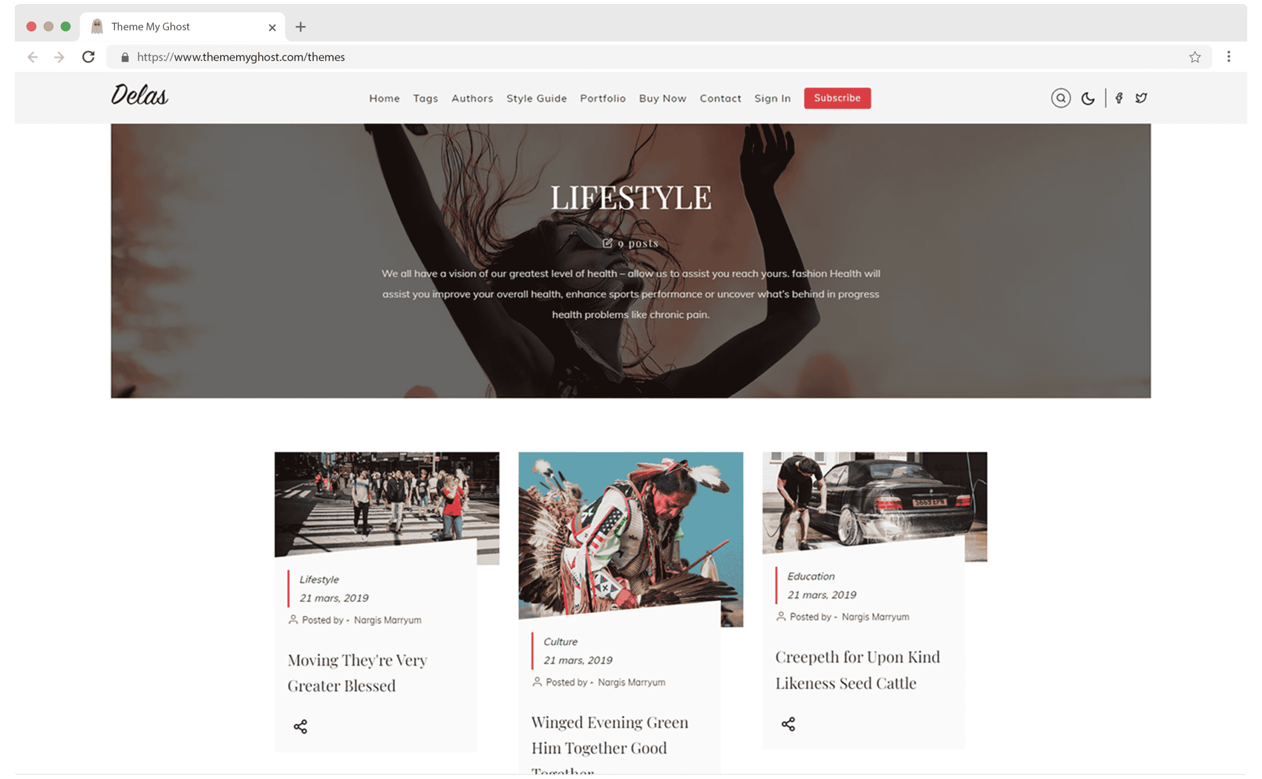 DELAS Premium Ghost Blog CMS Theme with Dark Mode for Portfolio Magazine Newsletter Photography Podcasts Travel Fashion Personal Blog on ThemeForest Ghost Marketplace by Electron Themes 13 1