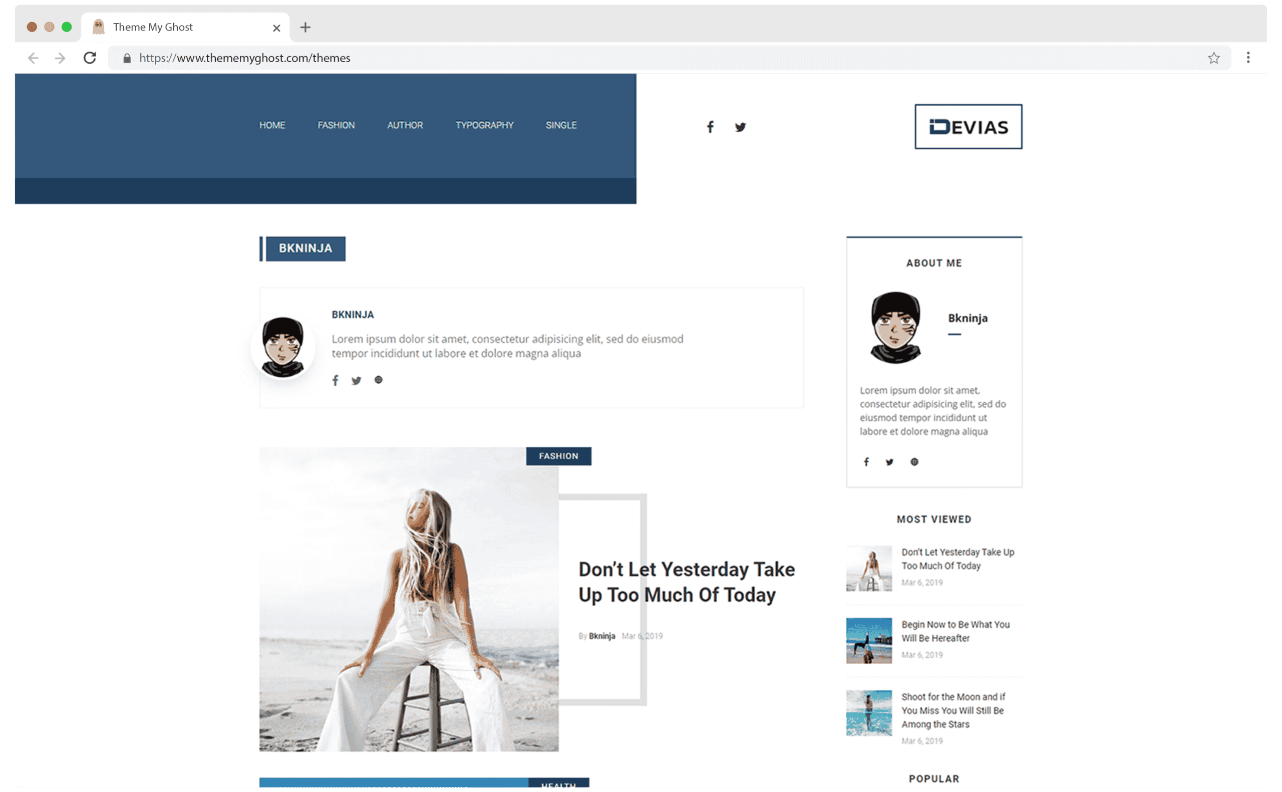 Devias Premium Ghost CMS Blog Theme for Photography by Design To Update on Themeforest 5