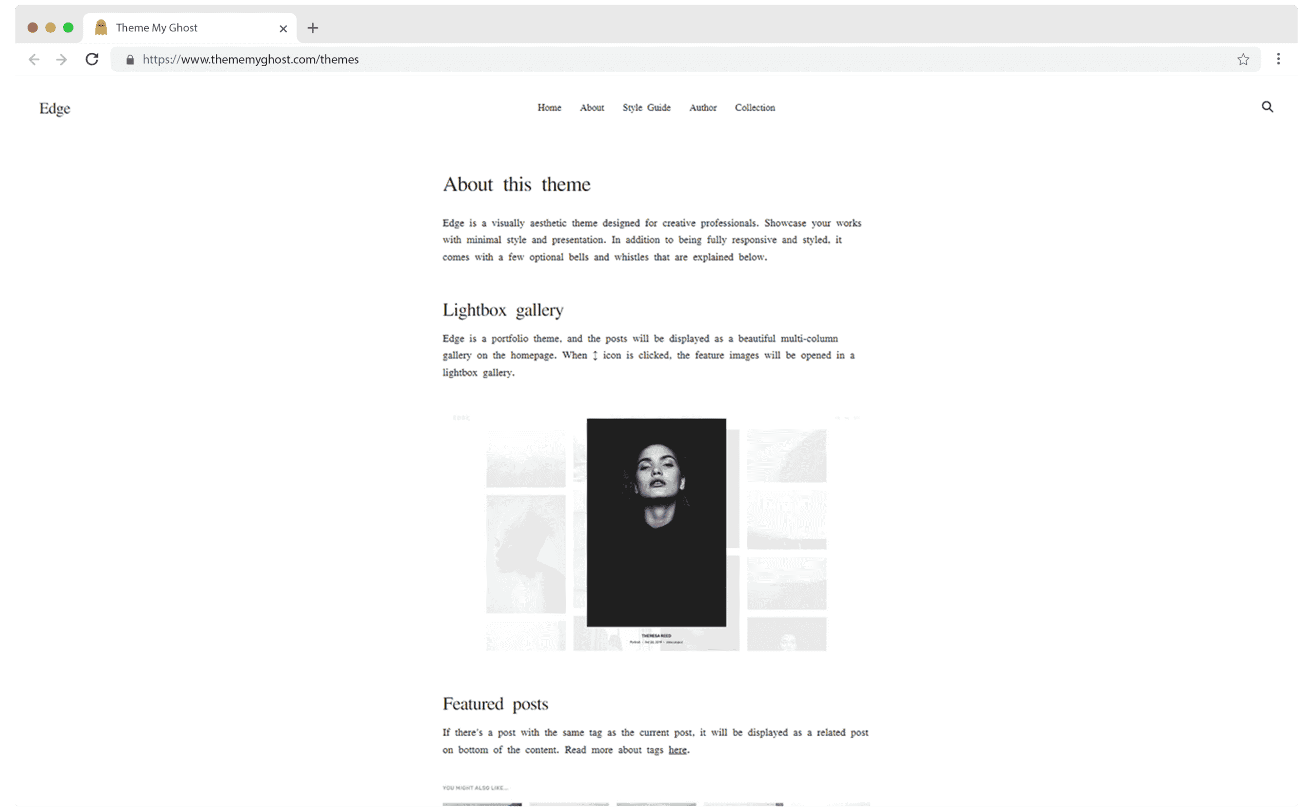 Edge Official Free Ghost Theme Template for Photography by Ghost 4