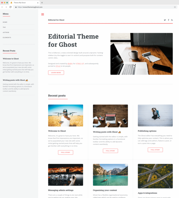 Editorial Free Official Ghost Theme for Ghost Blog on Ghost Marketplace
