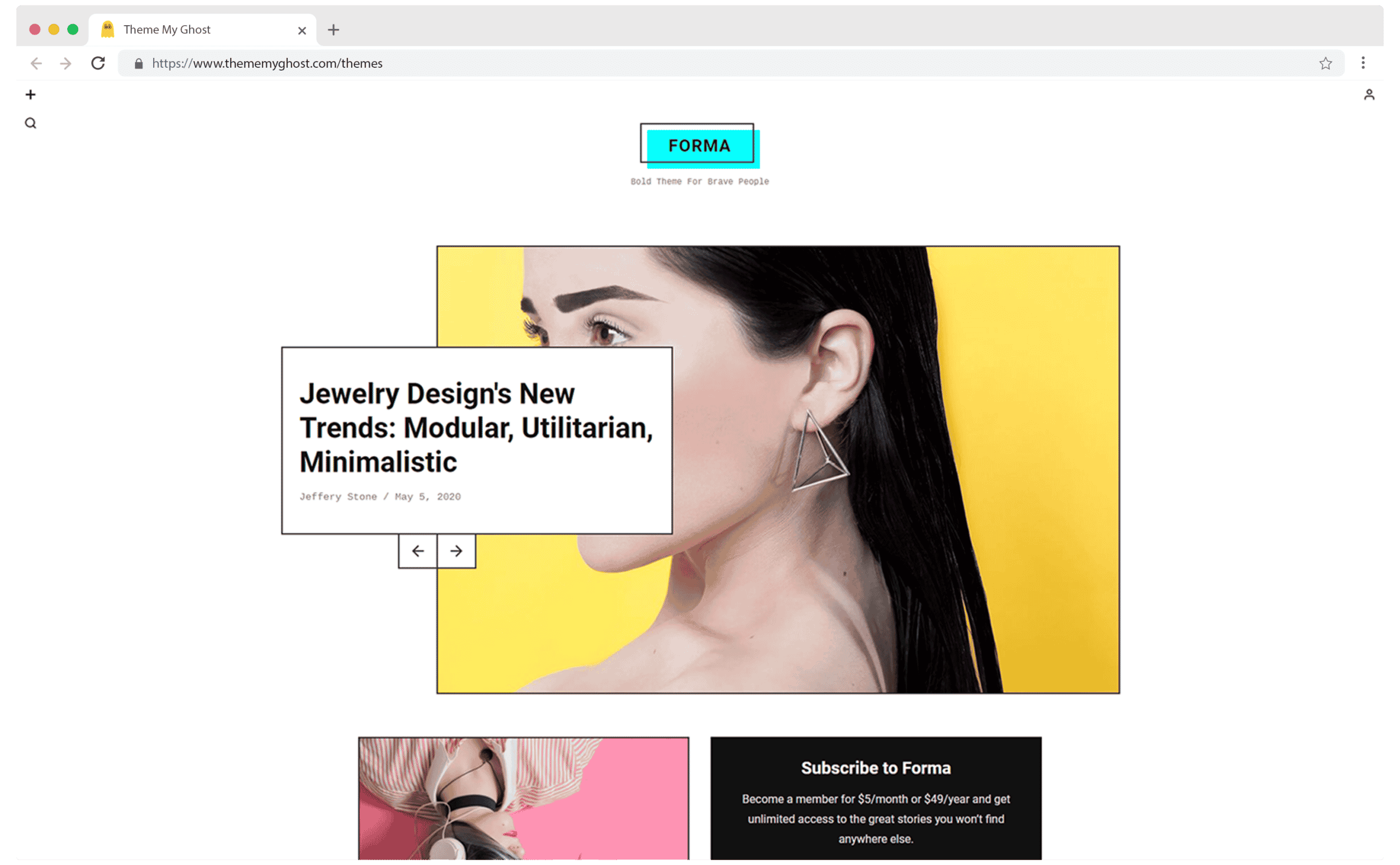 FORMA Premium Ghost Blog CMS Theme with Dark Mode for Portfolio Magazine Newsletter Photography Podcasts Travel Fashion Personal Blog on ThemeForest Ghost Marketplace 1 1