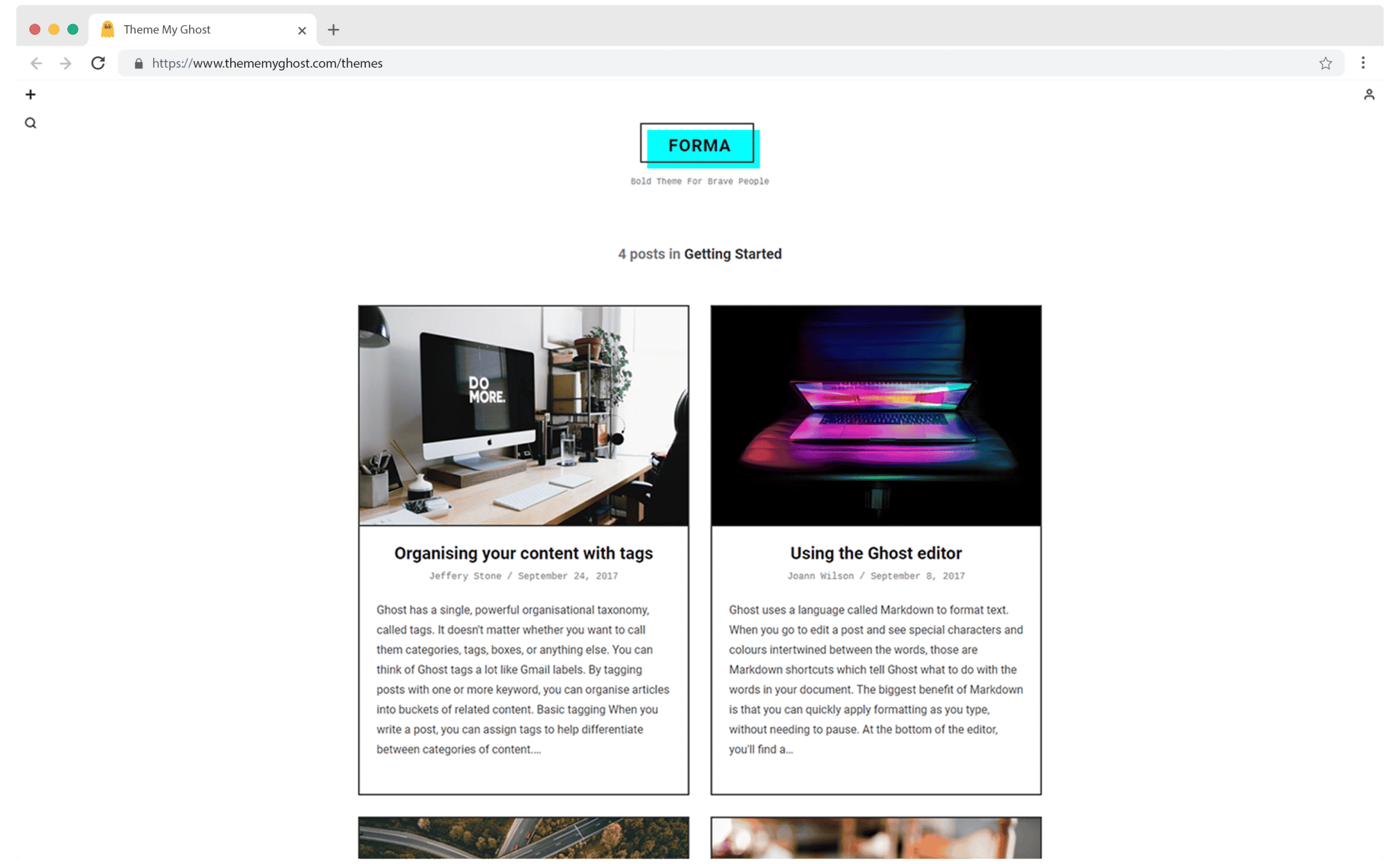 FORMA Premium Ghost Blog CMS Theme with Dark Mode for Portfolio Magazine Newsletter Photography Podcasts Travel Fashion Personal Blog on ThemeForest Ghost Marketplace 10 1