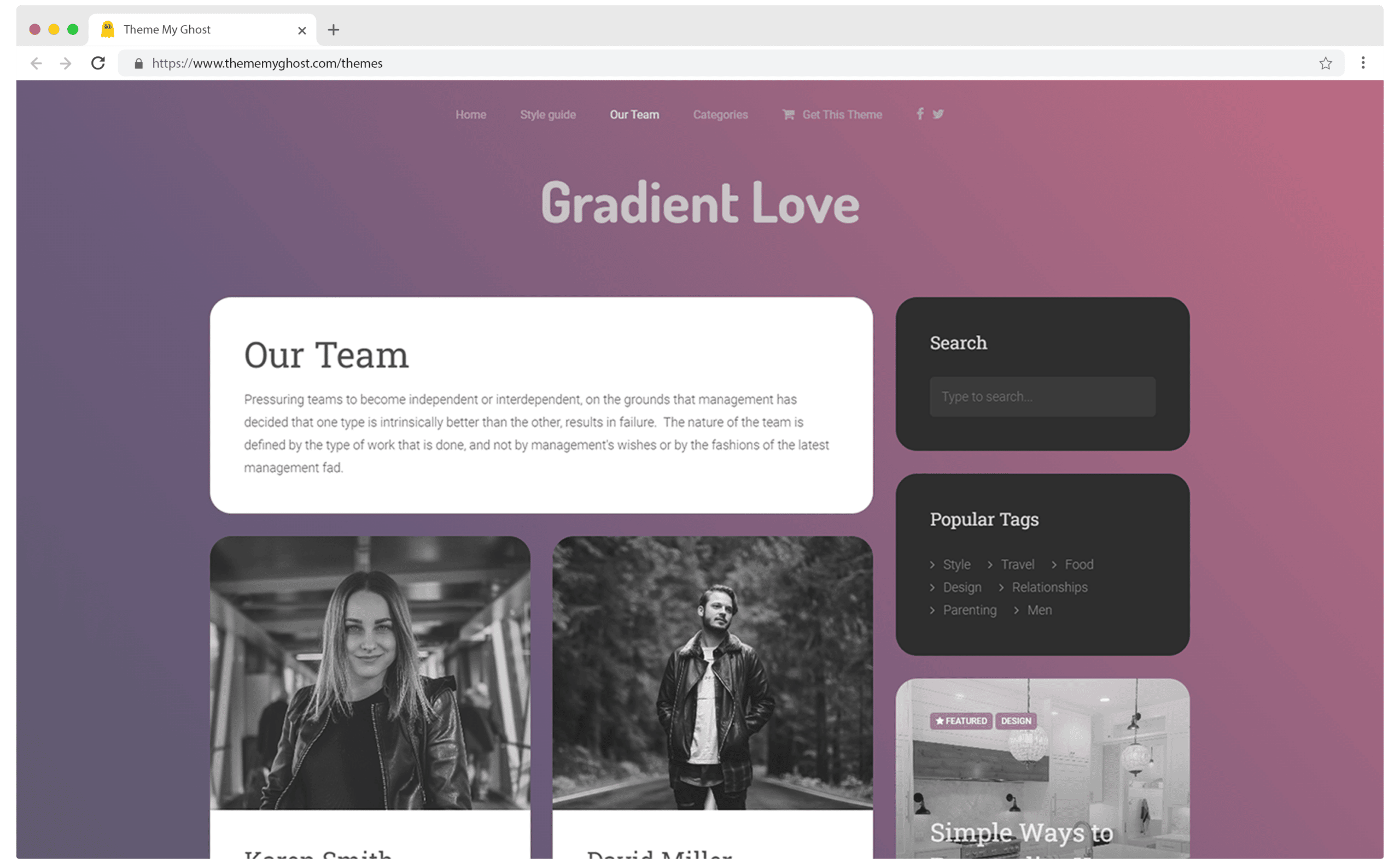 GRADIENT LOVE Premium Ghost Blog CMS Theme with Dark Mode for Portfolio Magazine Newsletter Photography Podcasts Travel Fashion Personal Blog on ThemeForest Ghost Marketplace 2 1
