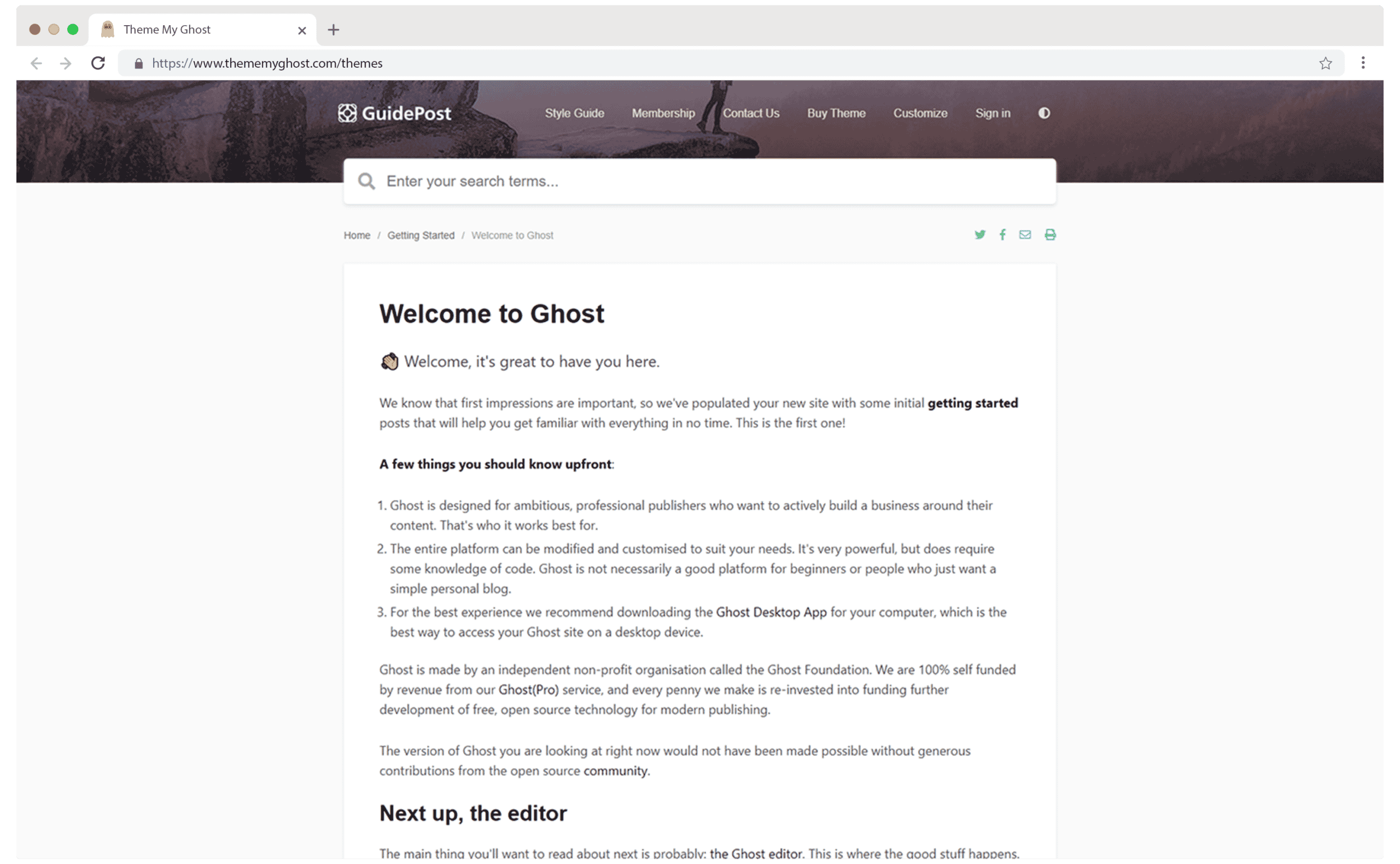 GUIDEPOST Premium Minimal Ghost Blog CMS Theme with Dark Mode for Changelog Documentation Newsletter Personal Blog on ThemeForest Ghost Marketplace 1 1