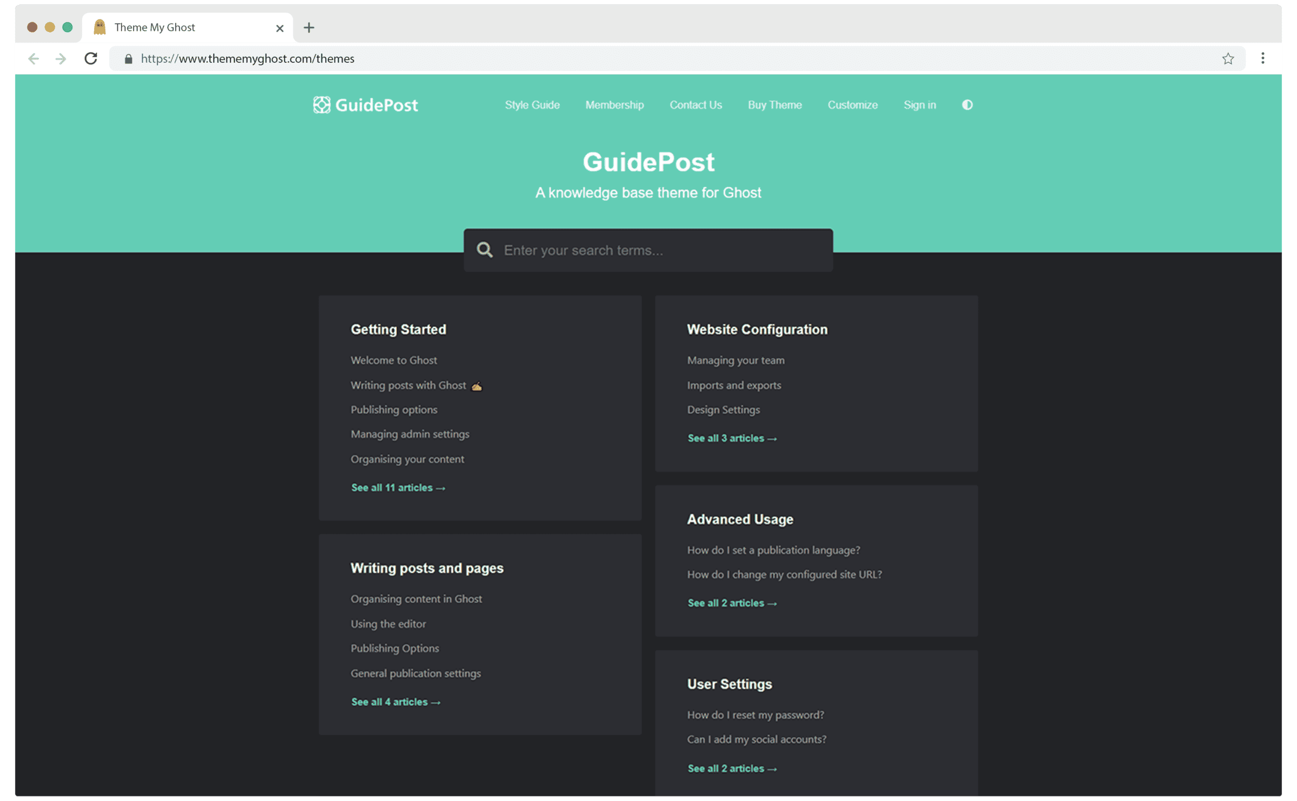 GUIDEPOST Premium Minimal Ghost Blog CMS Theme with Dark Mode for Changelog Documentation Newsletter Personal Blog on ThemeForest Ghost Marketplace 4 1