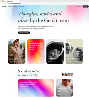 Genki is a carefully crafted magazine Ghost theme with a unique and modern design. The theme contains collection of post header layouts so you can share inspiring stories from all disciplines.