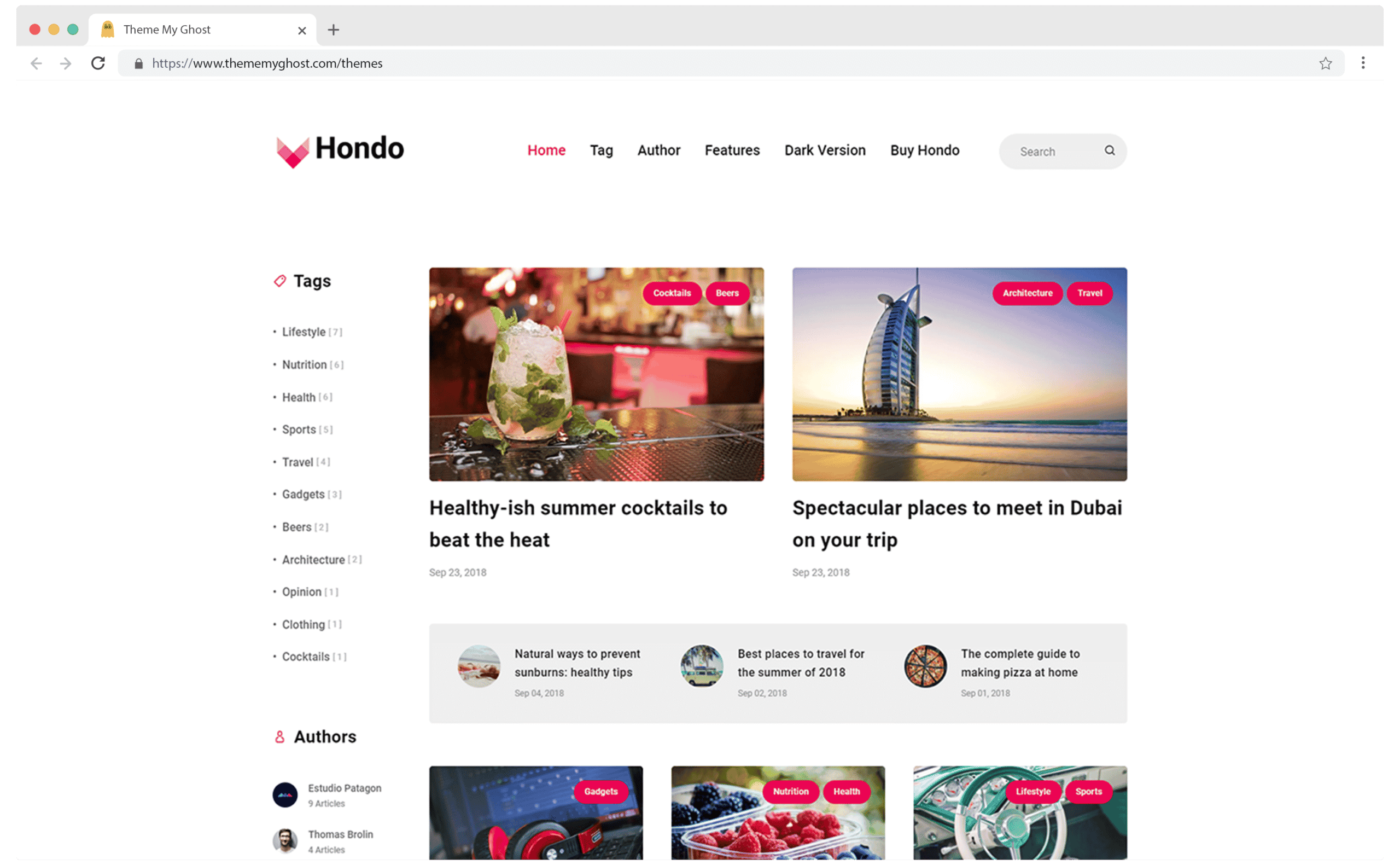 HONDO Premium Ghost Blog CMS Theme with Dark Mode for Portfolio Magazine Newsletter Photography Podcasts Travel Fashion Personal Blog on ThemeForest Ghost Marketplace 2 1