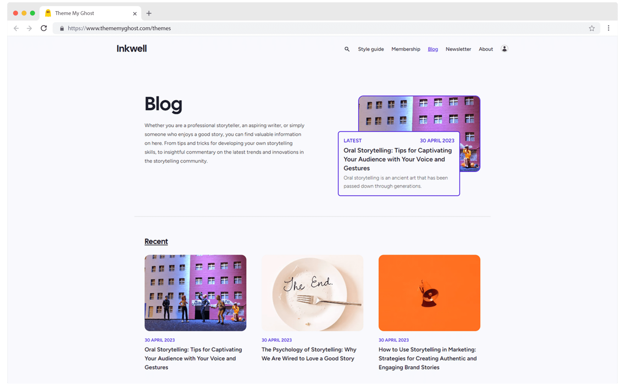 Inkwell is a very fast performance Ghost theme for Writters and Bloggers 7