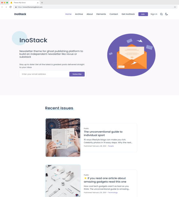 InoStack is a Premium Ghost CMS theme by Visioun