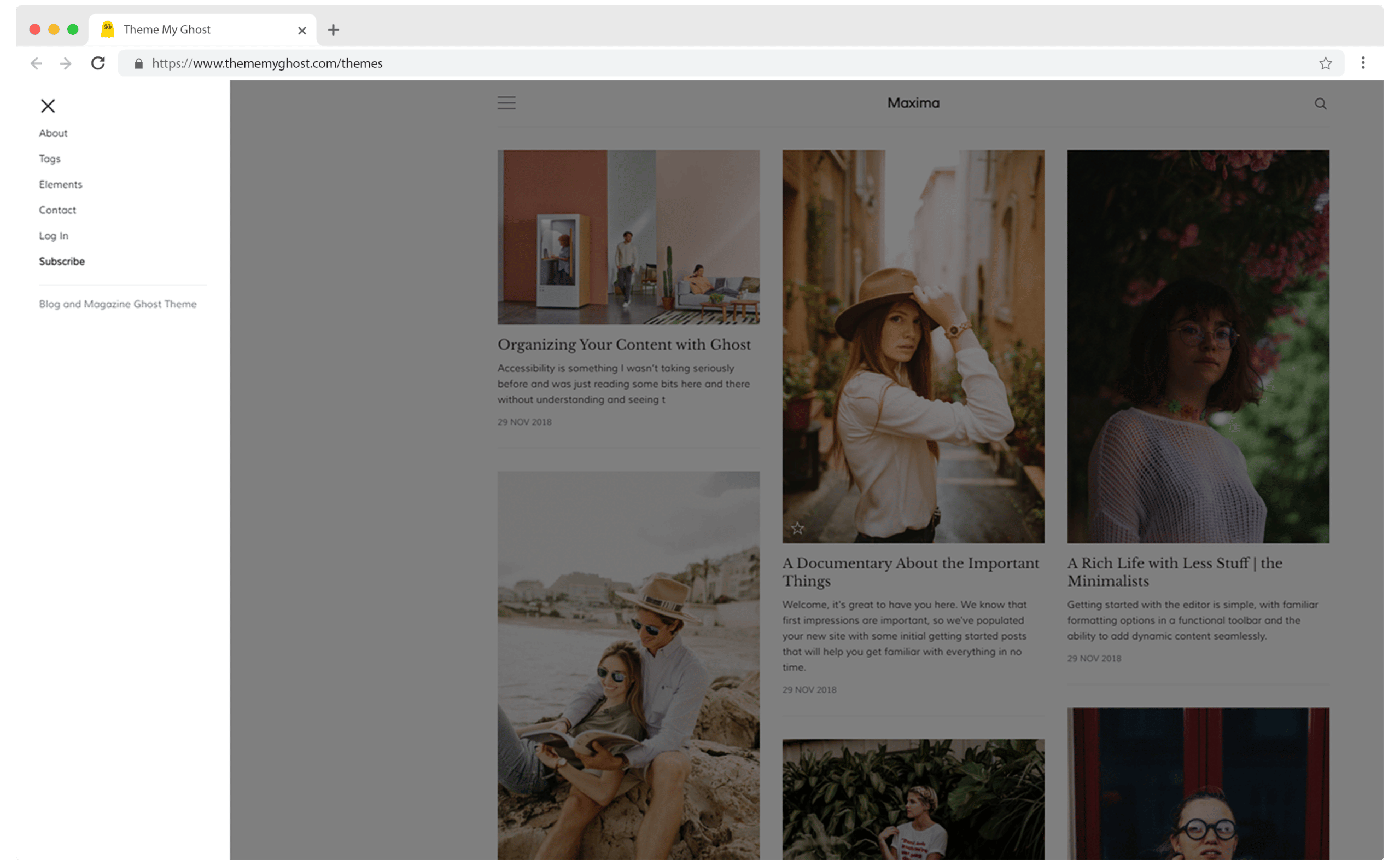 MAXIMA Premium Ghost Blog CMS Theme with Dark Mode for Portfolio Magazine Newsletter Photography Podcasts Travel Fashion Personal Blog on ThemeForest Ghost Marketplace 3 1