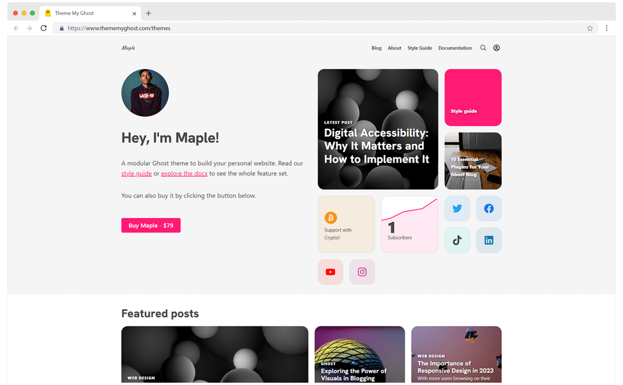 Maple is a Premium Ghost theme for Personal Blogs 1