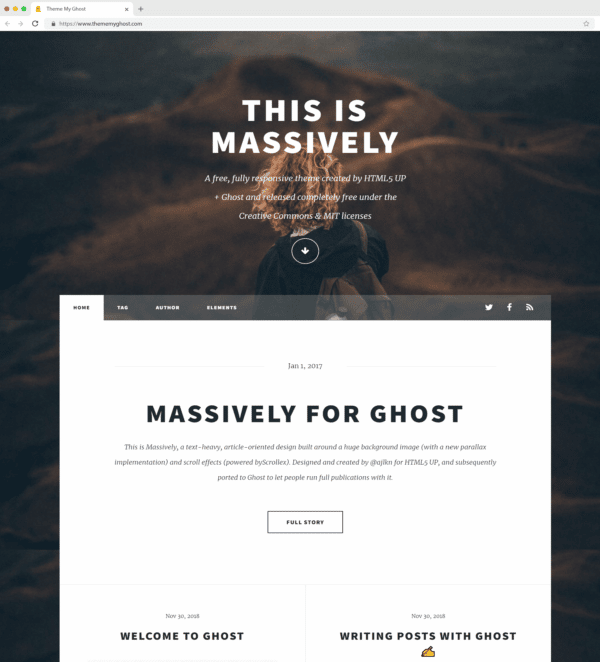 Massively Free Official Ghost Theme for Ghost Blog on Ghost Marketplace