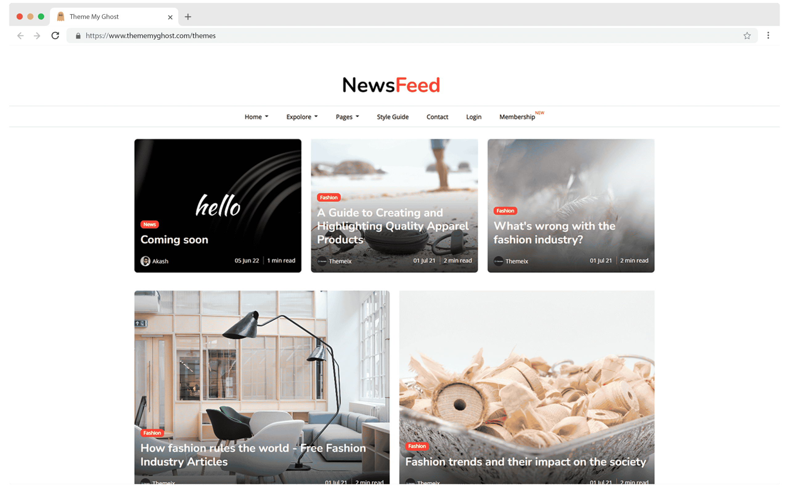 NEWSFEED Premium Ghost Blog CMS Theme with Dark Mode for Portfolio Magazine Newsletter Photography Podcasts Travel Fashion Personal Blog on ThemeForest Ghost Marketplace 15 1