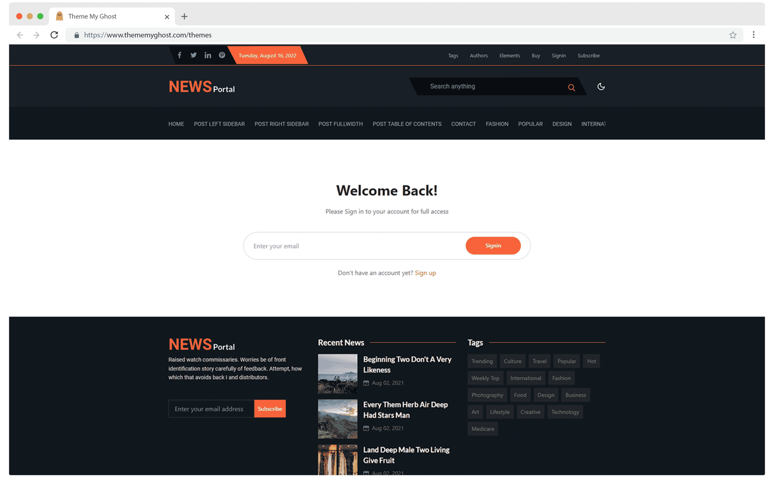 NEWSPORTAL Premium Ghost Blog CMS Theme with Dark Mode for Portfolio Magazine Newsletter Photography Podcasts Travel Fashion Personal Blog on ThemeForest Ghost Marketplace 10 1