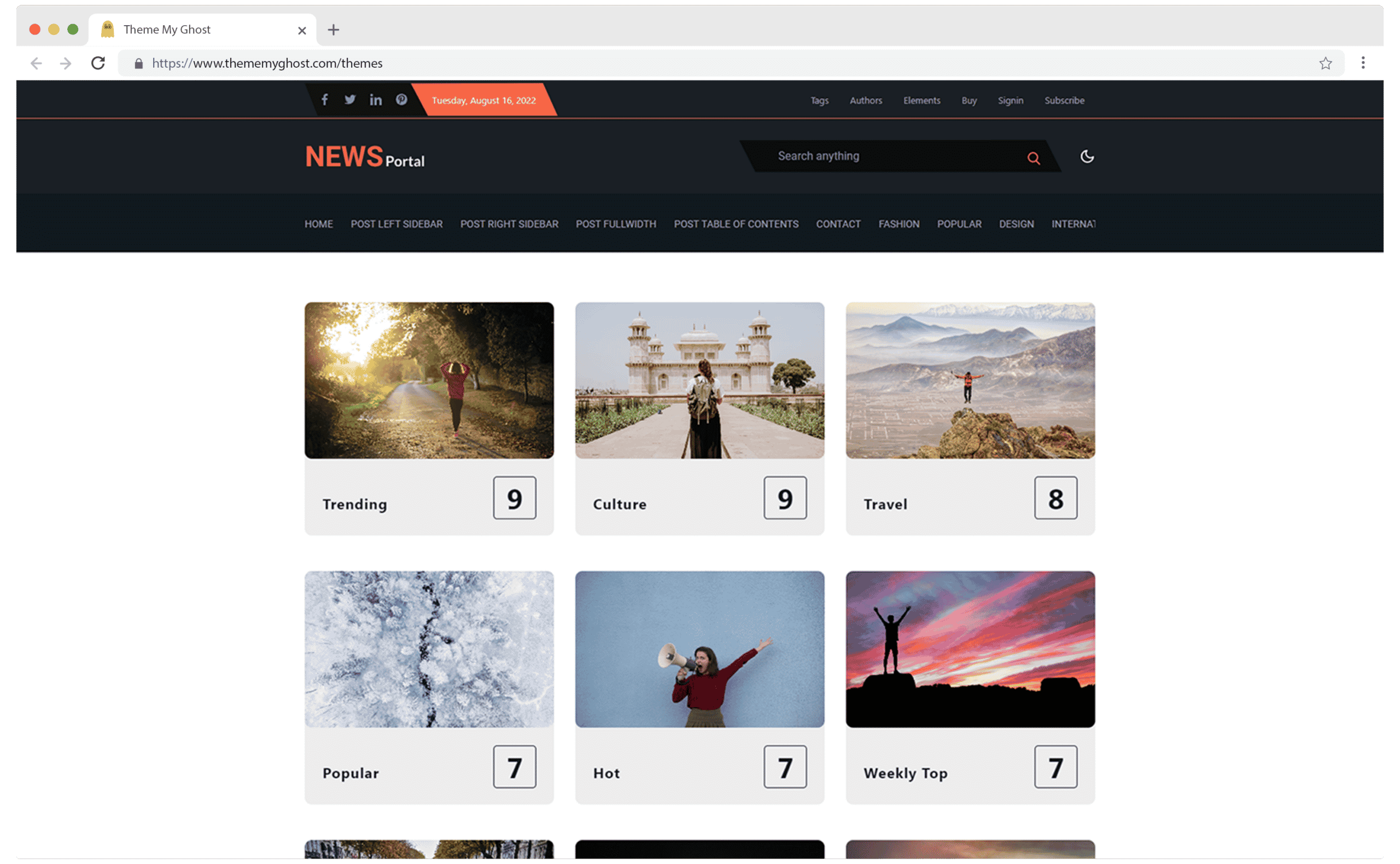 NEWSPORTAL Premium Ghost Blog CMS Theme with Dark Mode for Portfolio Magazine Newsletter Photography Podcasts Travel Fashion Personal Blog on ThemeForest Ghost Marketplace 12 1