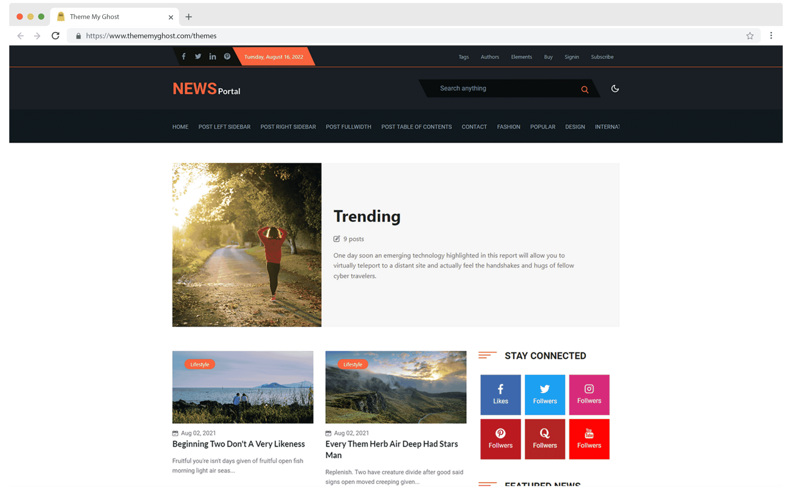 NEWSPORTAL Premium Ghost Blog CMS Theme with Dark Mode for Portfolio Magazine Newsletter Photography Podcasts Travel Fashion Personal Blog on ThemeForest Ghost Marketplace 13 1