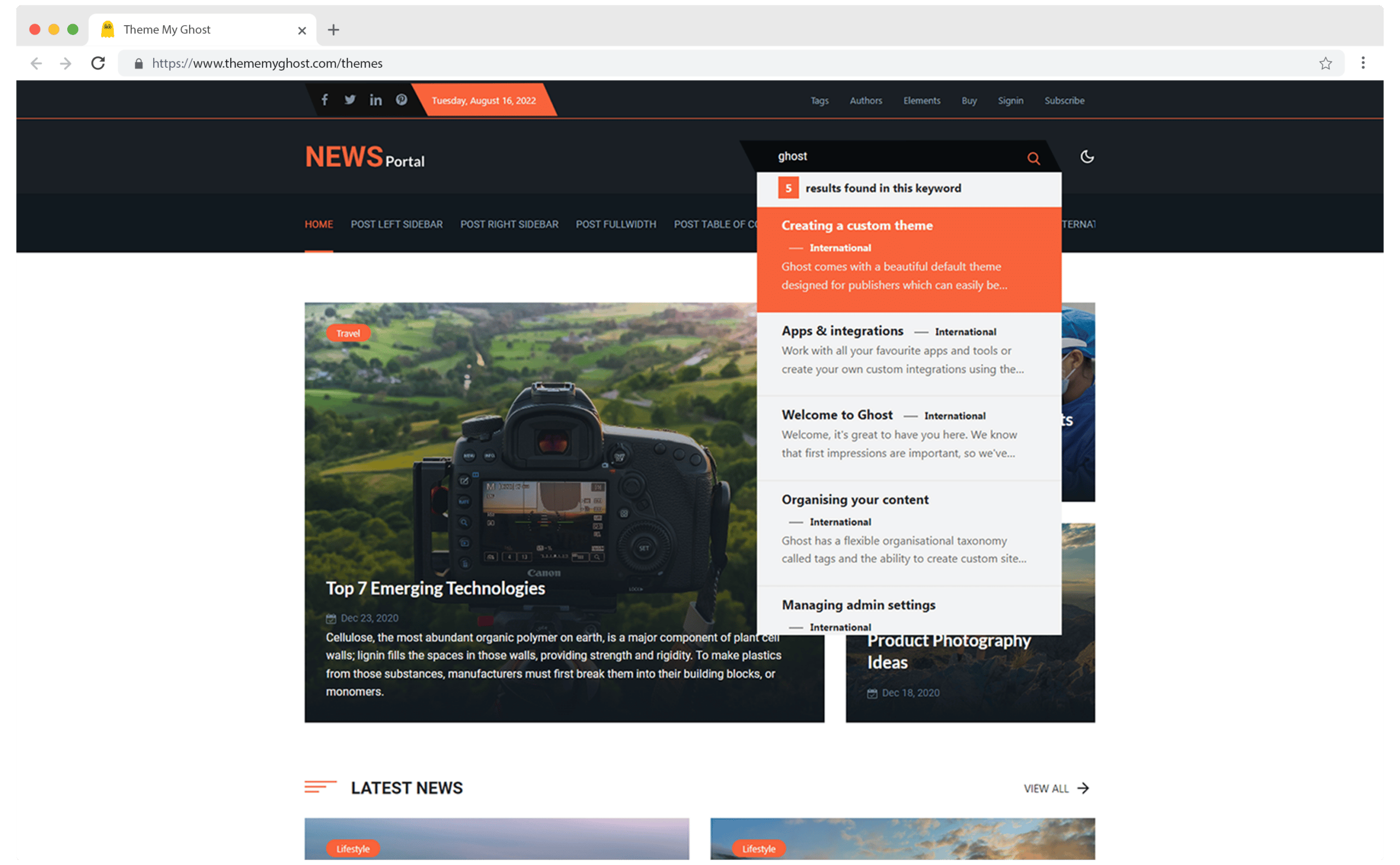 NEWSPORTAL Premium Ghost Blog CMS Theme with Dark Mode for Portfolio Magazine Newsletter Photography Podcasts Travel Fashion Personal Blog on ThemeForest Ghost Marketplace 2 1