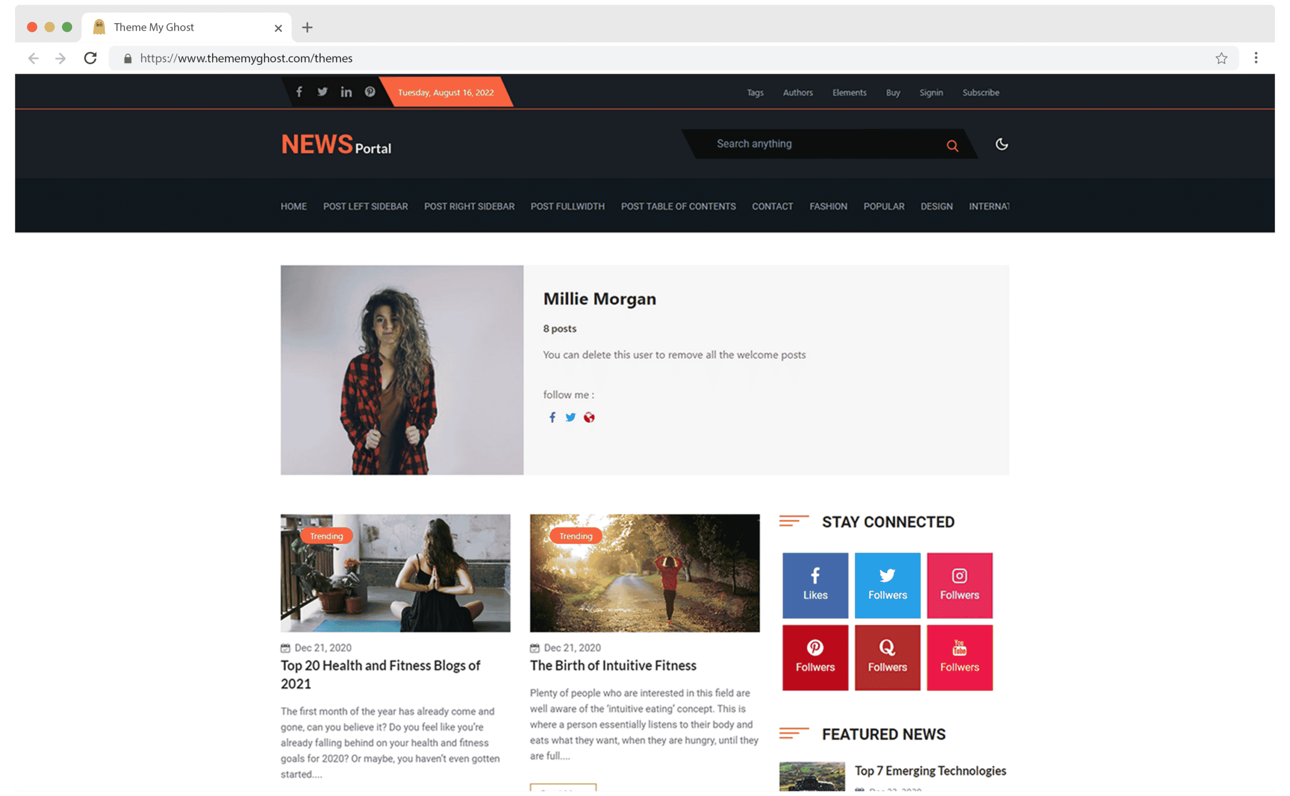 NEWSPORTAL Premium Ghost Blog CMS Theme with Dark Mode for Portfolio Magazine Newsletter Photography Podcasts Travel Fashion Personal Blog on ThemeForest Ghost Marketplace 4 1