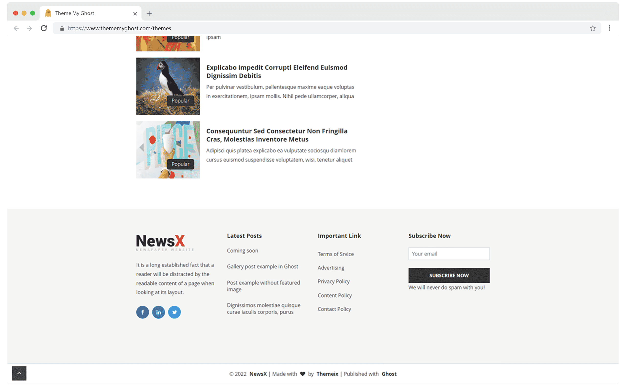 NEWSX Premium Ghost Blog CMS Theme with Dark Mode for Portfolio Magazine Newsletter Photography Podcasts Travel Fashion Personal Blog on ThemeForest Ghost Marketplace 1 4