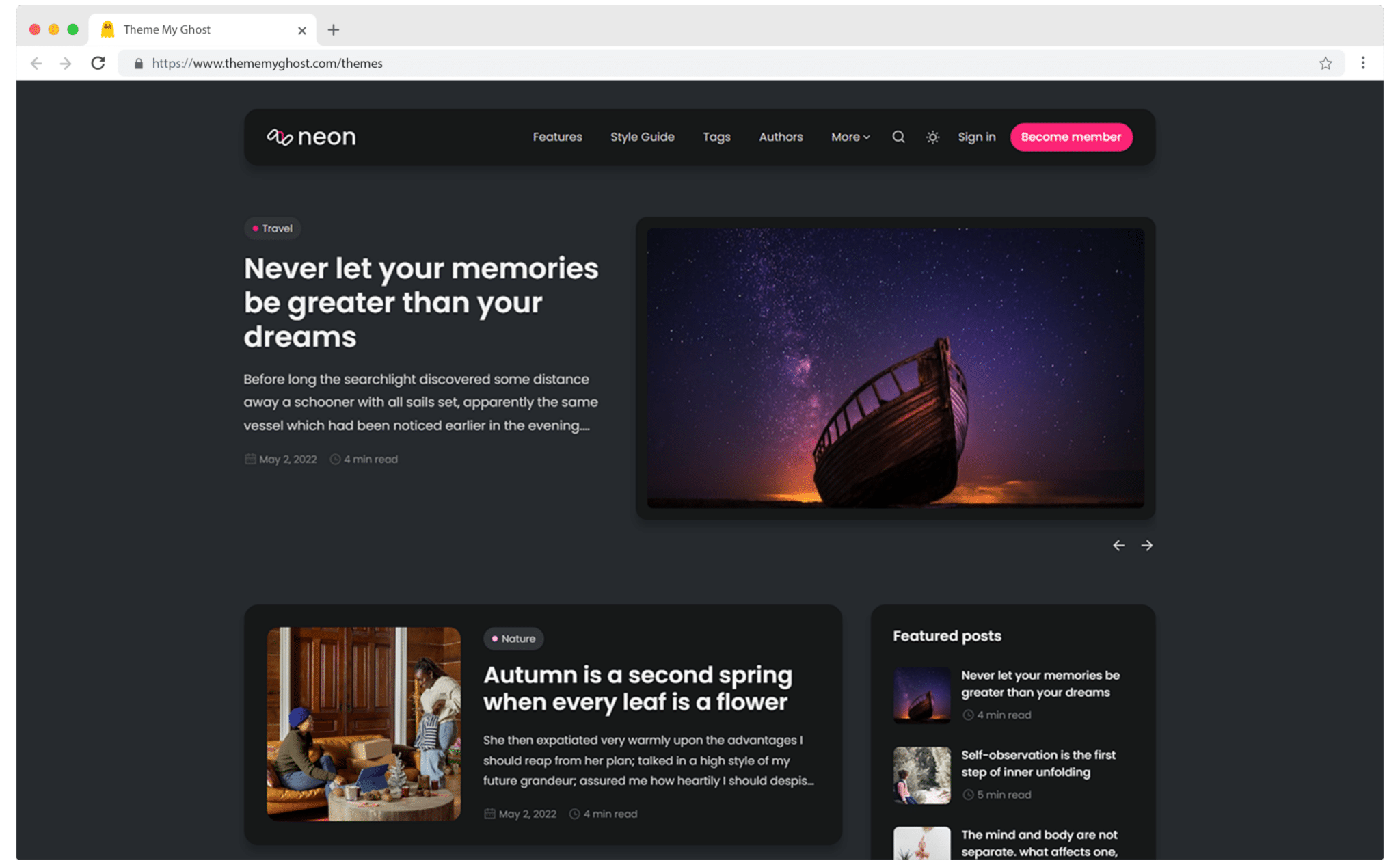 Neon Premium Ghost CMS theme by GBJ Solution for your Ghost Blog 2 1