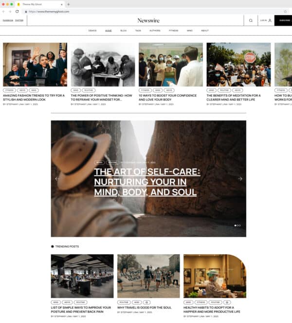 Newswire Premium Ghost theme for News and Magazine blogs
