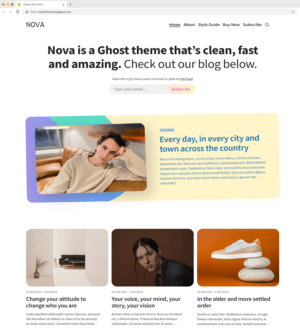 Nova Premium Ghost Theme with grid posts developed by Driff