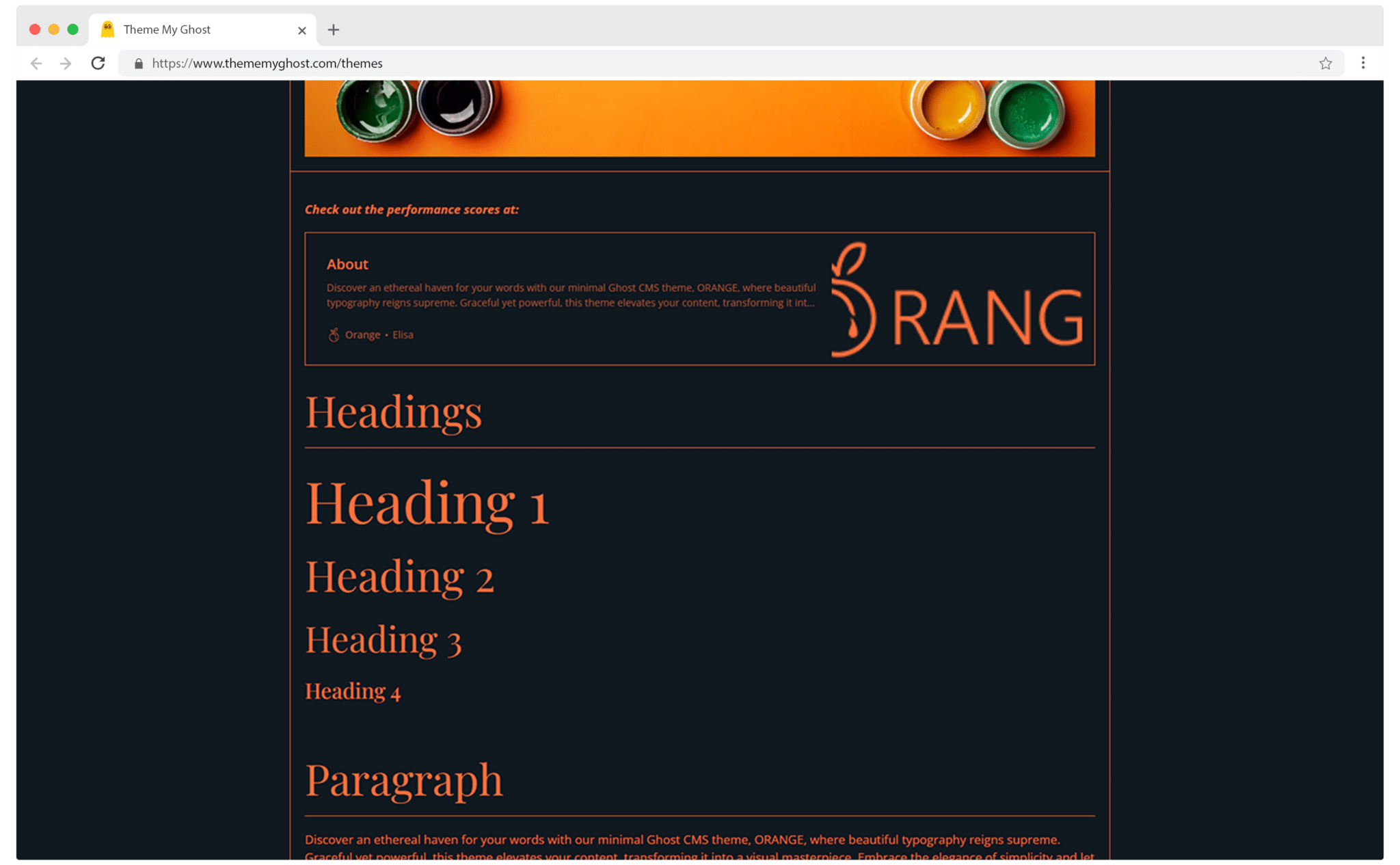 Orange is a minimal Typography theme for Ghost with extremely fast performance 10 2