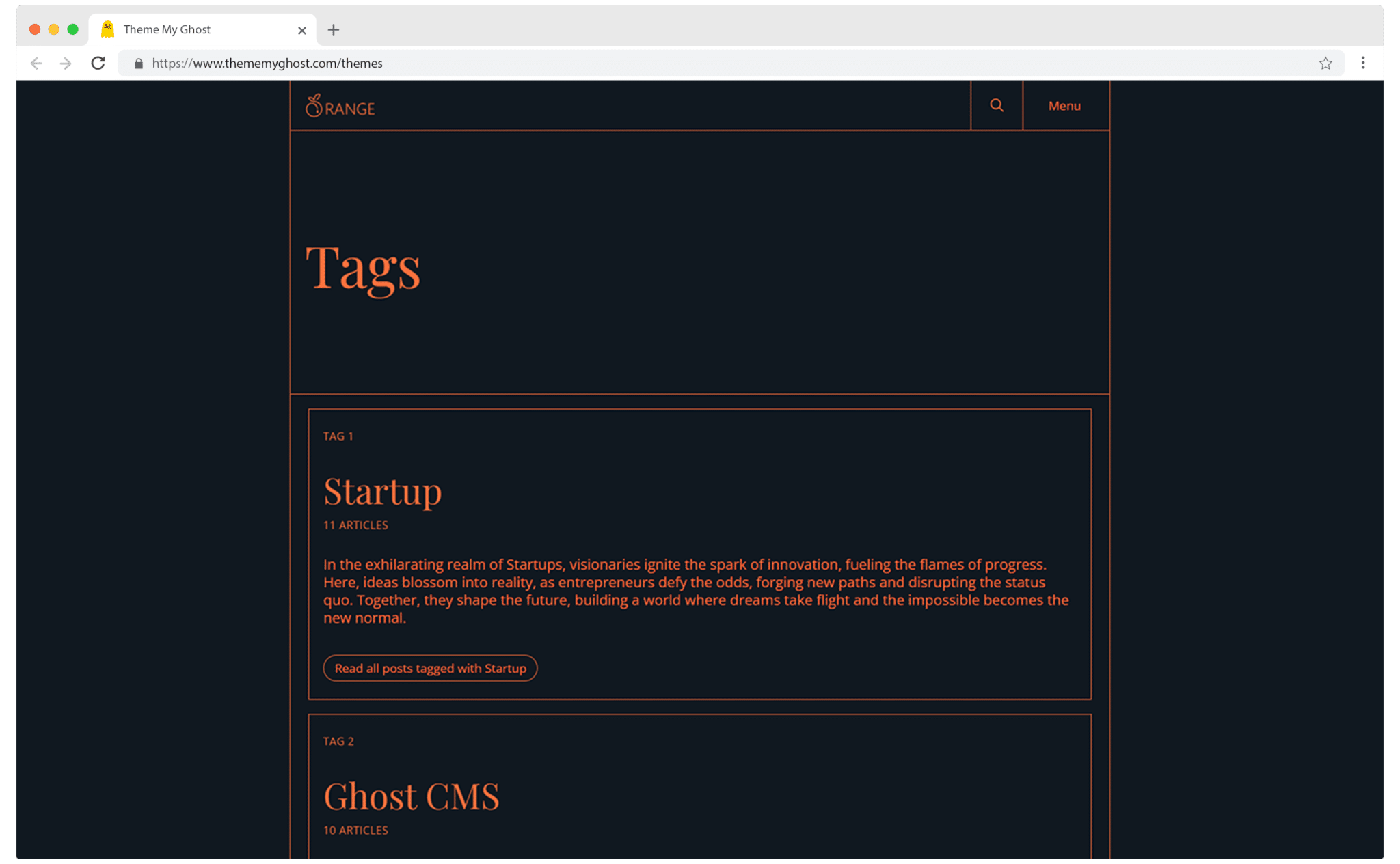 Orange is a minimal Typography theme for Ghost with extremely fast performance 5 1