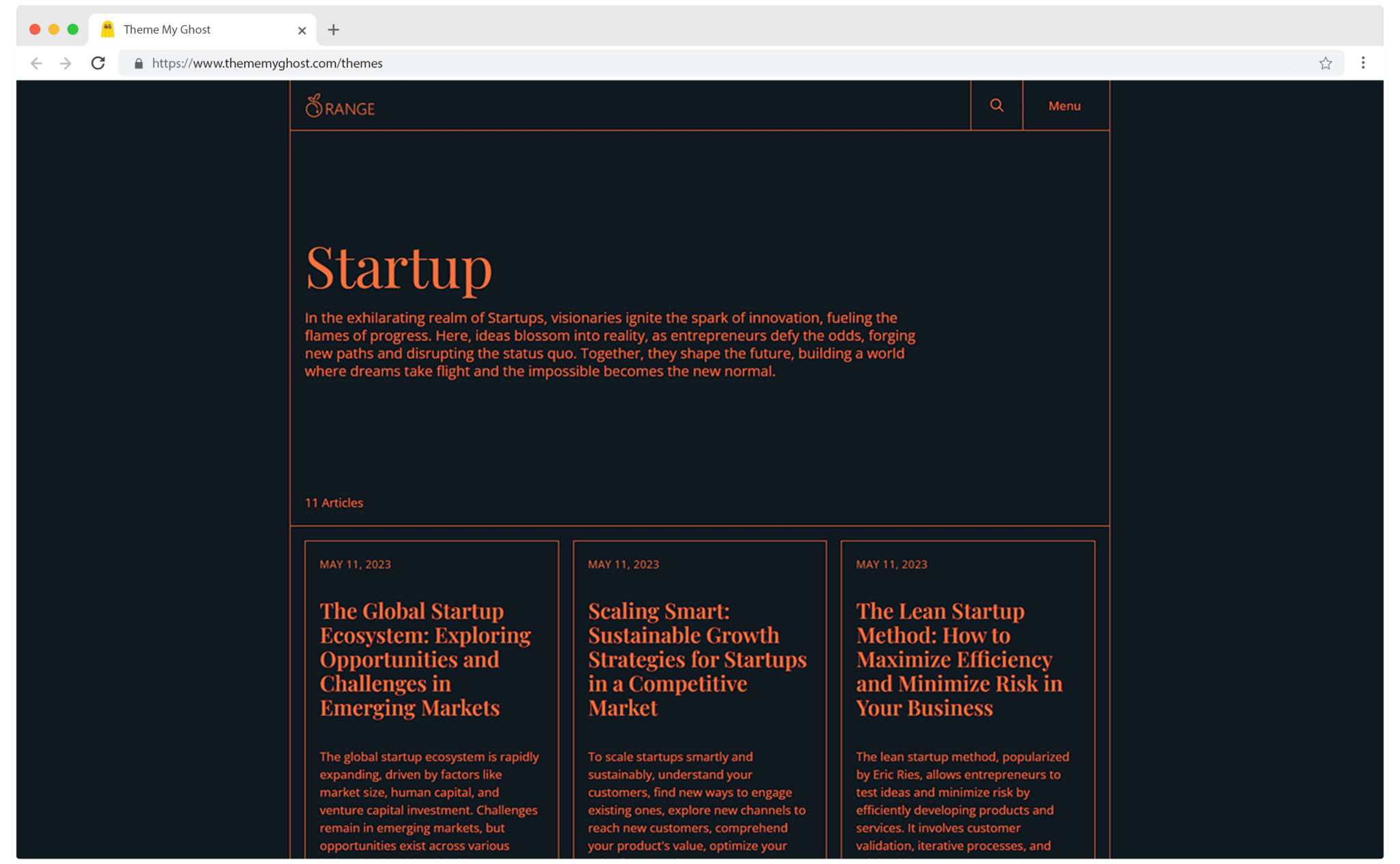Orange is a minimal Typography theme for Ghost with extremely fast performance 6 1