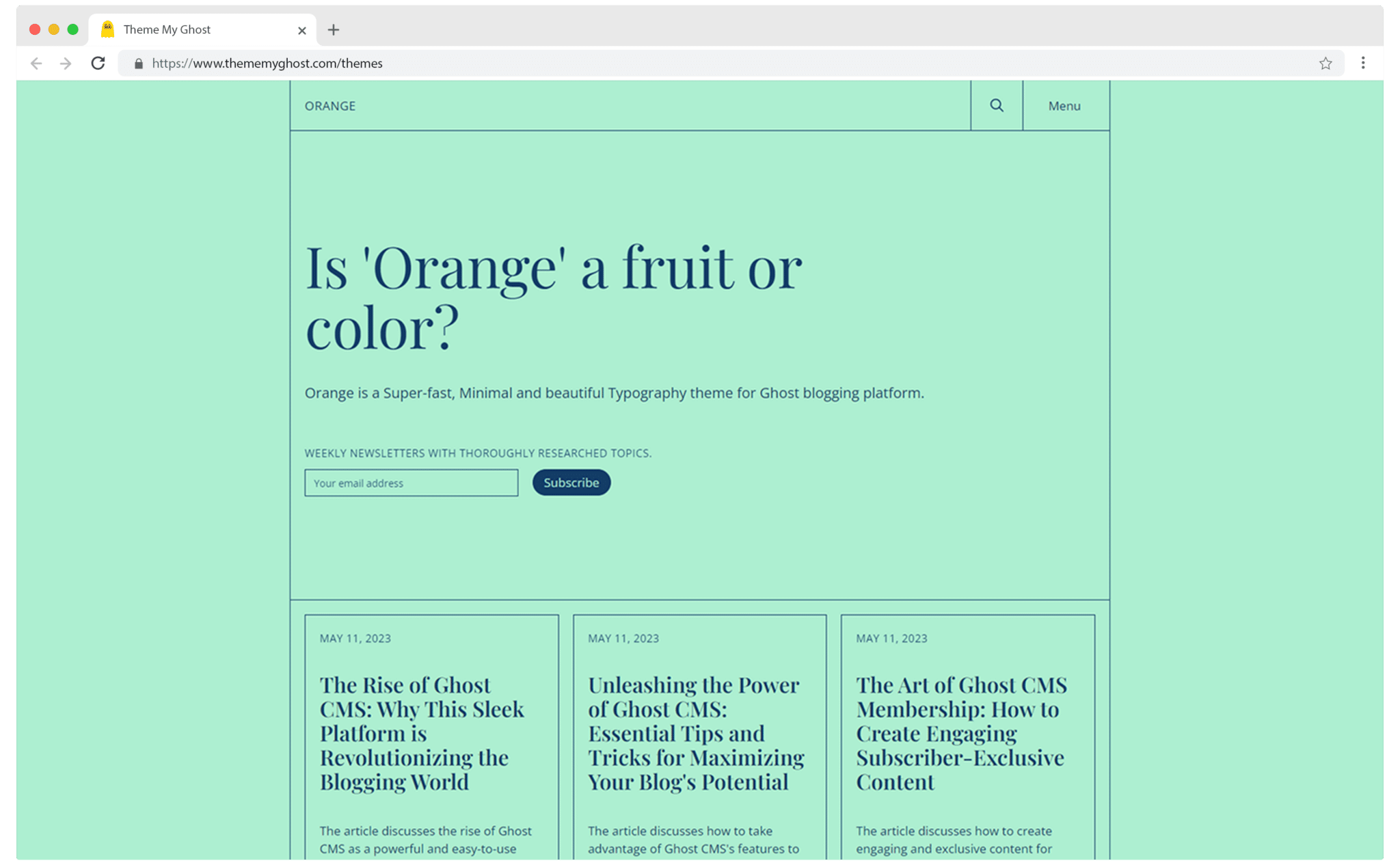 Orange is a minimal typography theme for Ghost wit multiple color combinations 10 1