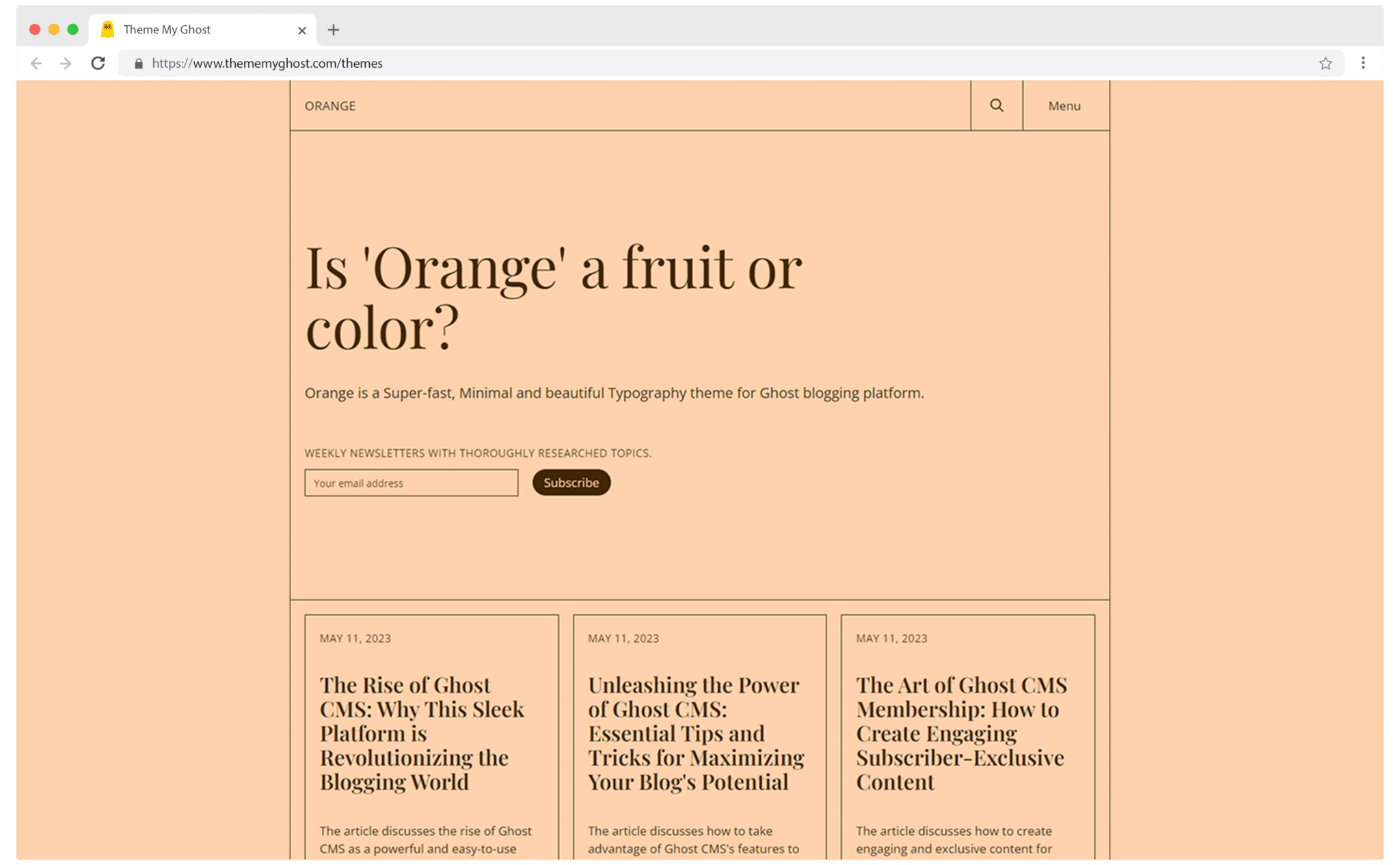 Orange is a minimal typography theme for Ghost wit multiple color combinations 11 1