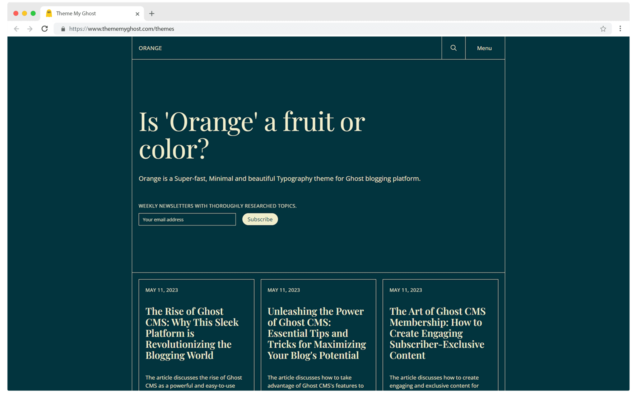 Orange is a minimal typography theme for Ghost wit multiple color combinations 2 1