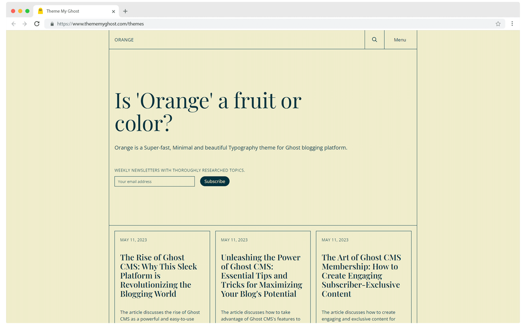 Orange is a minimal typography theme for Ghost wit multiple color combinations 3 1