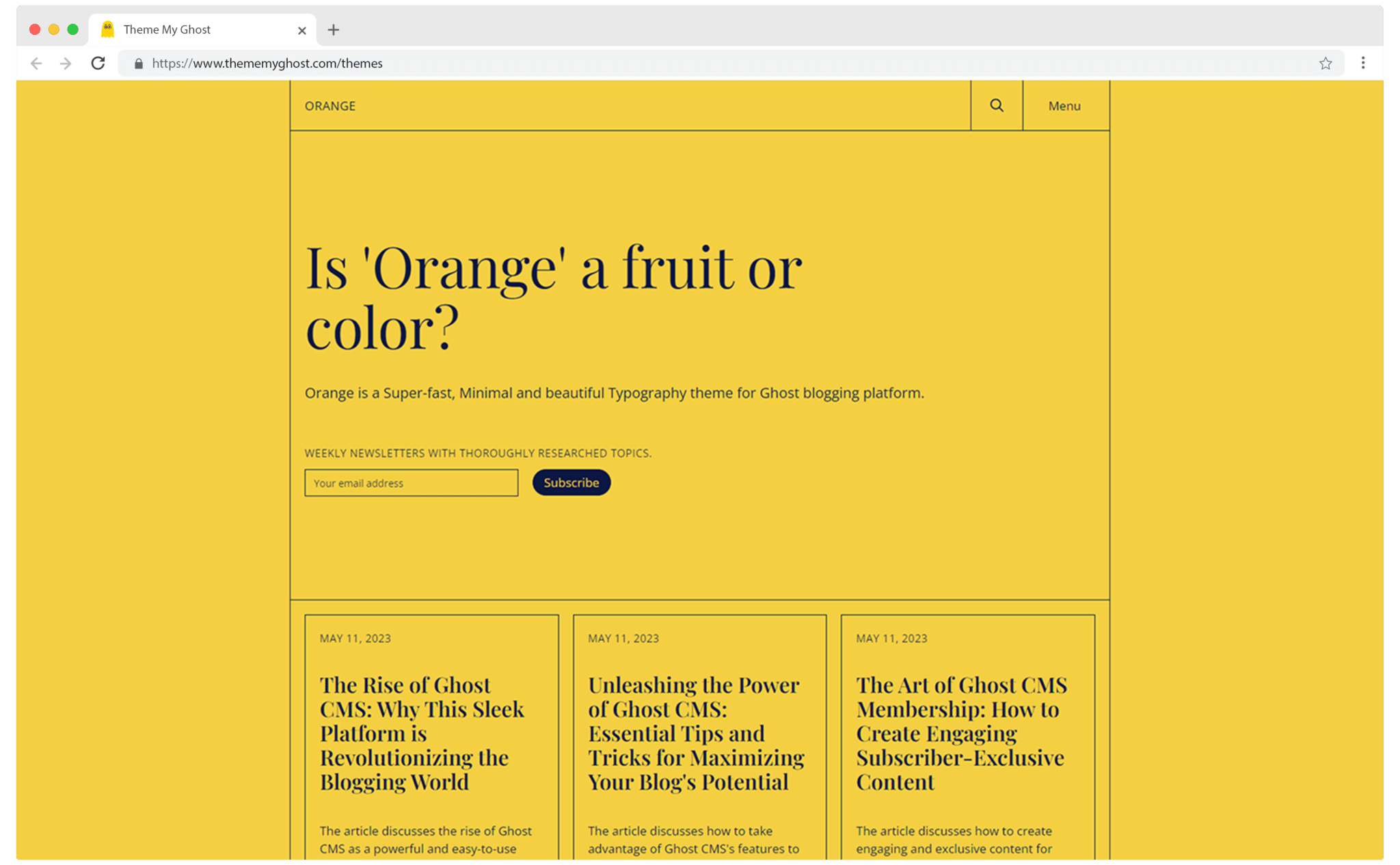 Orange is a minimal typography theme for Ghost wit multiple color combinations 5 1